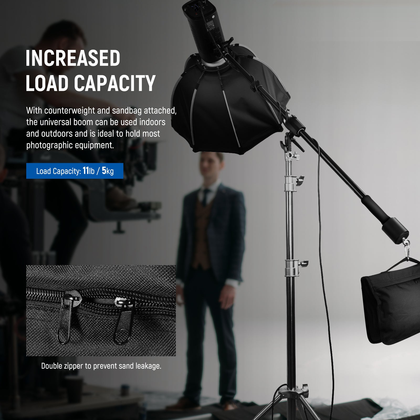 NEEWER 90-160cm Adjustable Tripod Boom Arm with Sandbag - Professional Photography & Video Studio Equipment for Lighting, Microphones & Reflectors