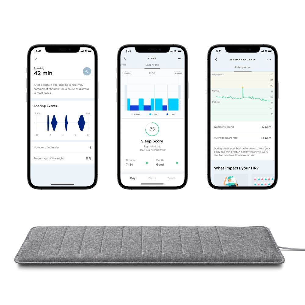 Withings Sleep Analyzer - Under Mattress Sleep Tracker with Heart Rate & Breathing Monitoring | Improve Sleep Quality for Better Health & Wellness
