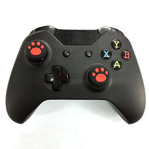 Silicone Thumb Grip Cap Cover for PS3 PS4 PS2 Xbox One Xbox 360 - Cat Print Joystick Protectors (2 Pack, Red) - Perfect for Gaming, Preventing Wear & Enhancing Grip