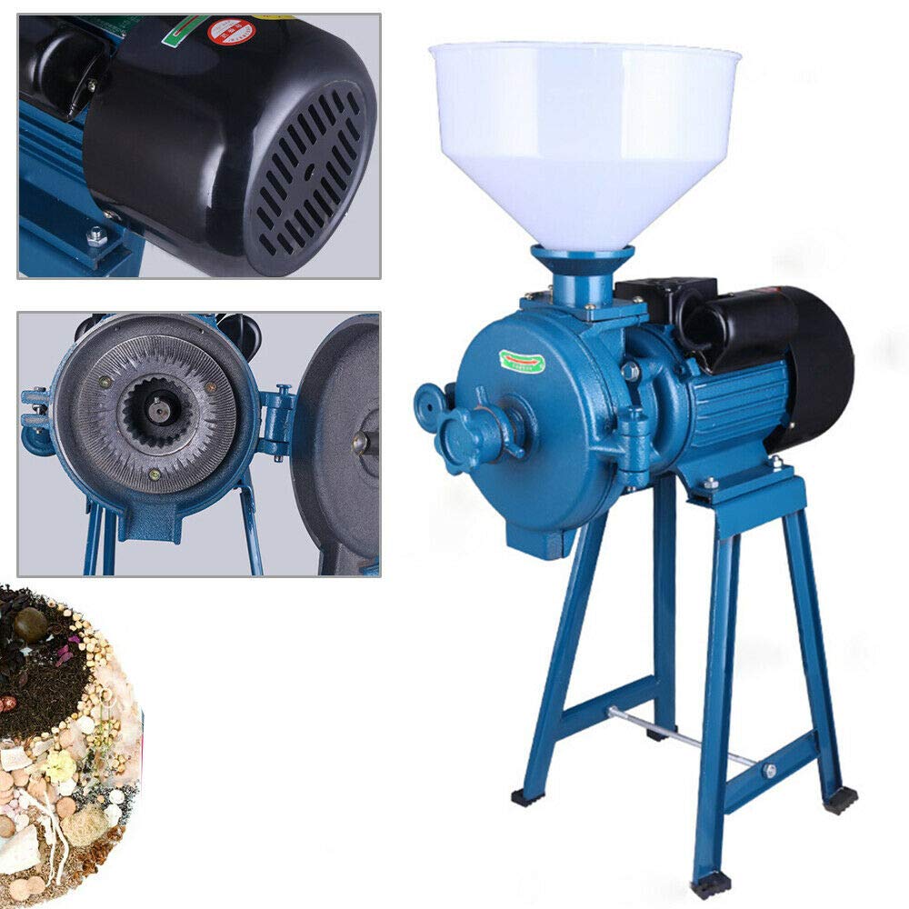 Commercial Electric Grain Mill Grinder 110V - Heavy Duty Stainless Steel Corn Mill for Flour, Cereals, Coffee, Wheat & Dry Feed | Perfect for Home Baking, Coffee Shops & Commercial Kitchens