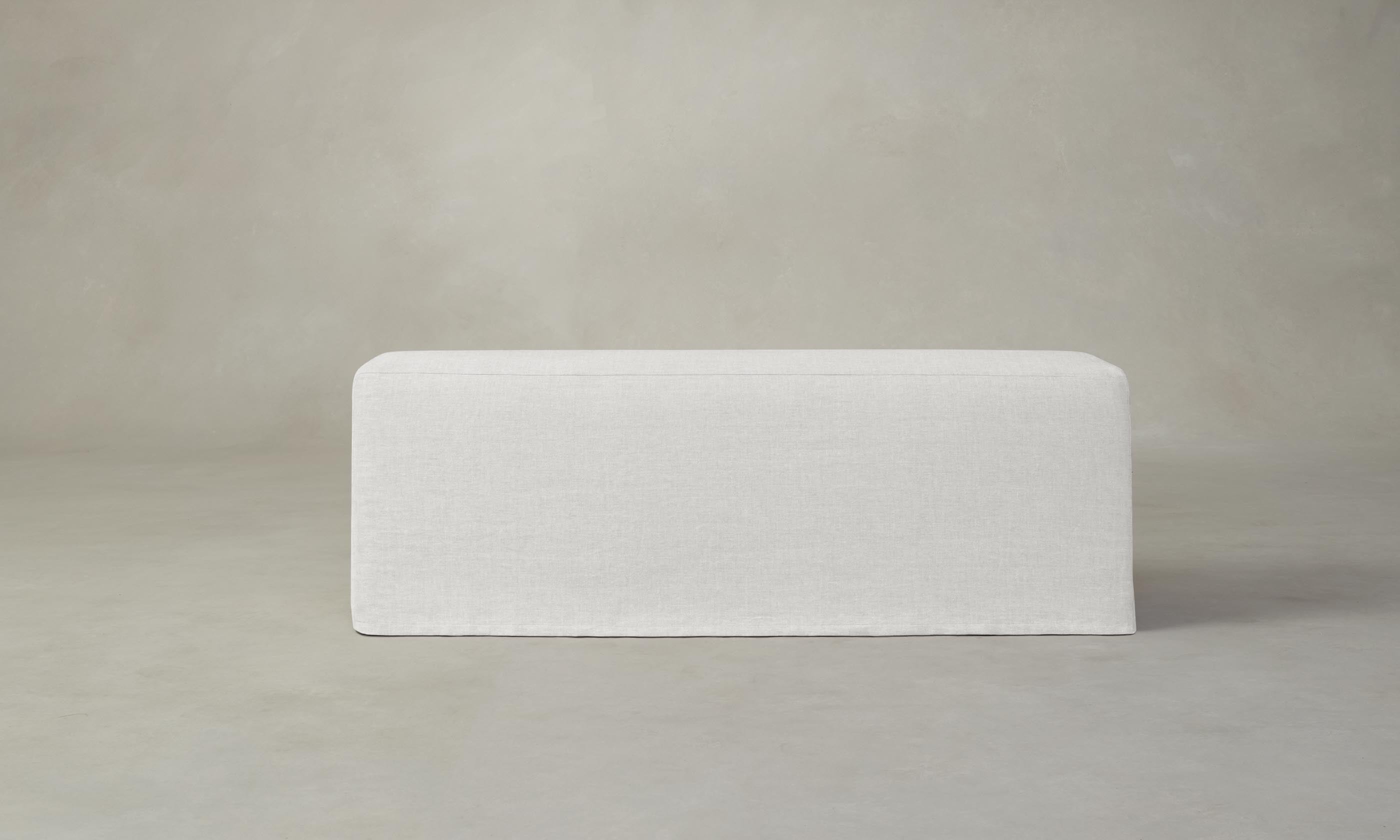 The Beacon Dining Bench - Heritage Belgian Linen in Egret White | Modern Farmhouse Kitchen Seating for Dining Room & Breakfast Nook