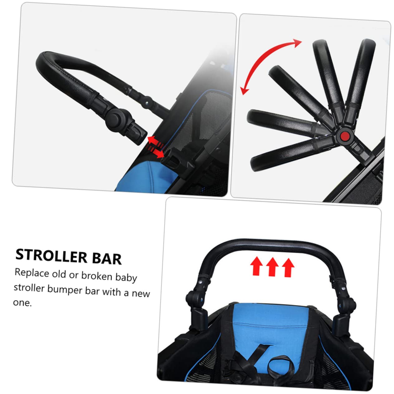 HEMOTON 3-Pack Stroller Bumper Armrest Bar - Universal Stroller Handlebar Accessory for Safety & Comfort | Perfect for Baby Strollers, Joggers & Travel Systems | Durable & Easy to Install