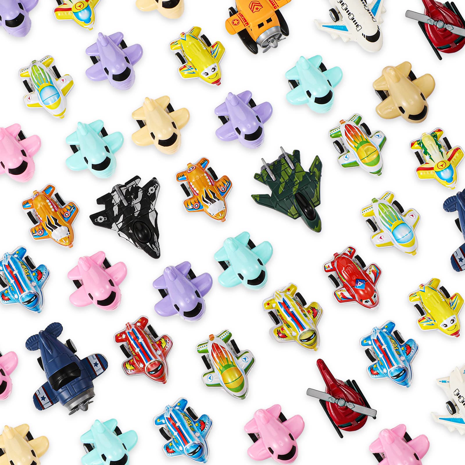 50 Pcs Mini Pull Back Airplanes Toy Set - Small Fighter Jets & Helicopter Figures for Kids Birthday Party Favors, Classroom Treasure Box, Goodie Bag Fillers | Fun STEM Learning & Imaginative Play Toys for Boys and Girls