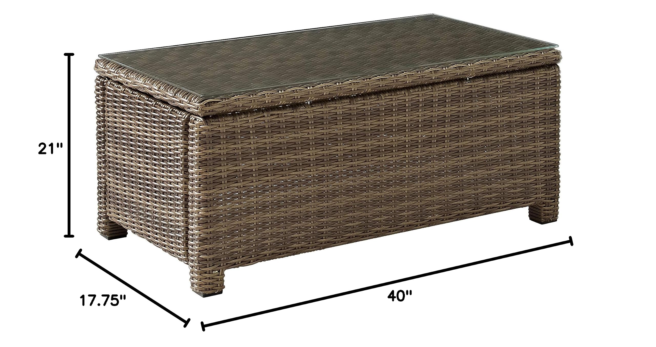 Crosley Bradenton All-Weather Rattan Wicker Outdoor Coffee Table - Brown Patio Furniture for Deck, Porch & Garden - Perfect for Outdoor Entertaining & Relaxation