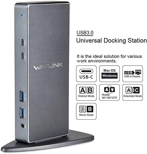 WAVLINK USB-C Docking Station UG69DK1 (Renewed) - 7-in-1 USB C Hub with HDMI, Ethernet, USB Ports - Perfect for MacBook, Windows Laptops, Home & Office Workspace Setup