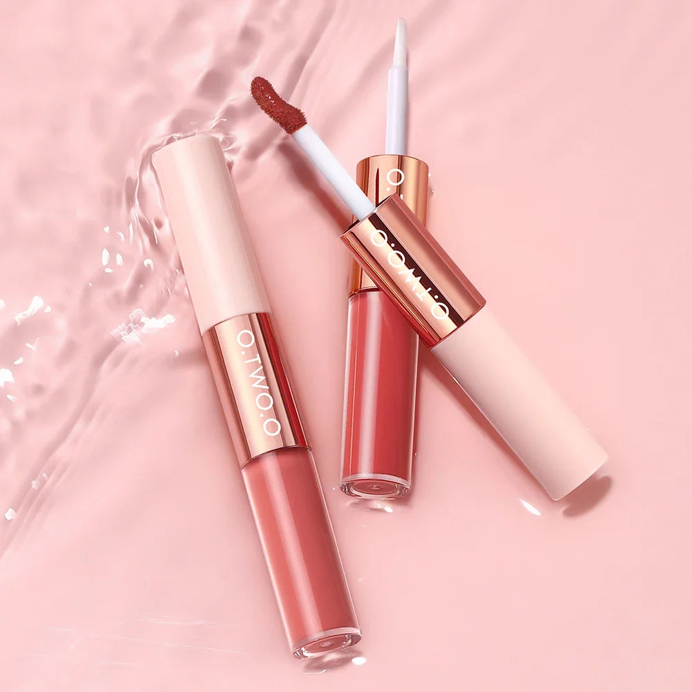 Long-Lasting Double Lip Gloss & Tint - Hydrating Plumping Lipstick with High Shine & Rich Pigment - Perfect for Date Night, Parties & Everyday Wear
