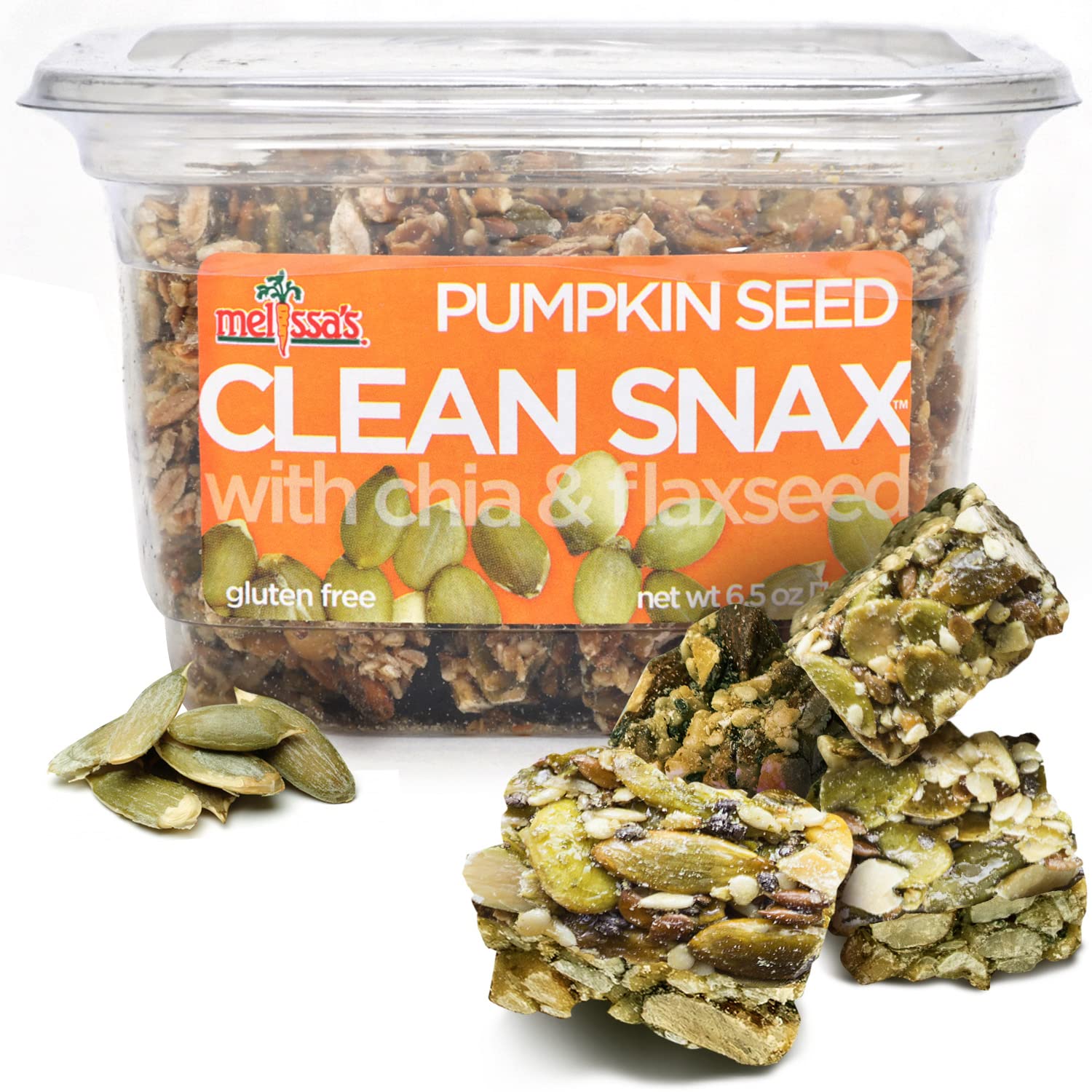 Melissa's Clean Snax® Gluten-Free Healthy Snacks with Chia & Flaxseed - All Natural, No Artificial Flavors, Low Sodium Crispy Pumpkin Seed Snacks (5 Pack) - Perfect for On-the-Go, Office Snacking & Healthy Lifestyle