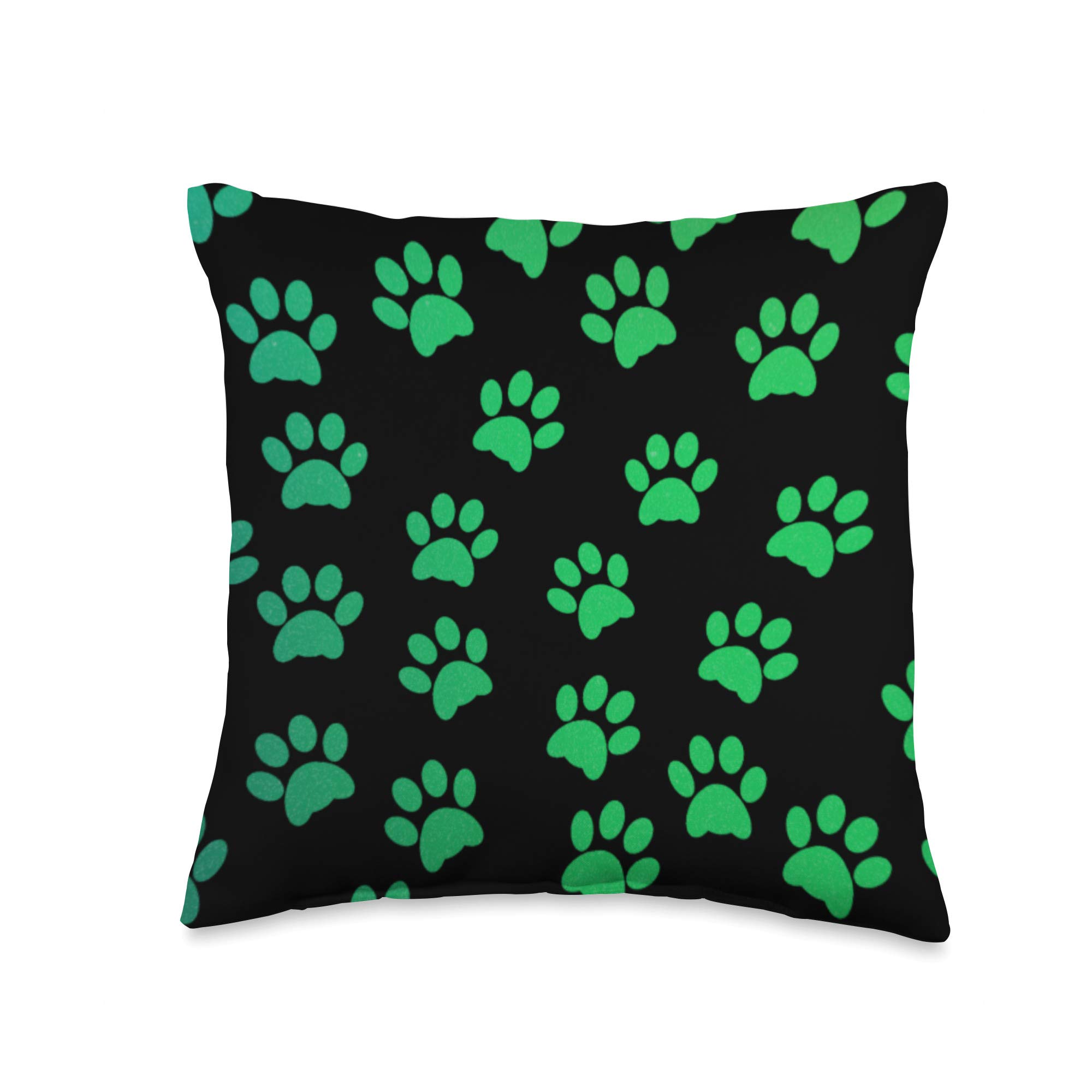 Cute Green Paws Pattern Throw Pillow for Dog & Cat Lovers - 16x16 Inch Multicolor Pet Themed Decorative Cushion - Perfect for Sofa, Bedroom, and Pet-Friendly Home Decor