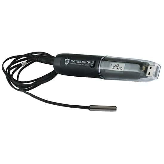 Lascar Electronics EL-21CFR-TP-LCD EasyLog 21CFR FDA-Compliant Temperature Data Logger with Probe - Ideal for Food Storage, Pharmaceutical Monitoring & Laboratory Use