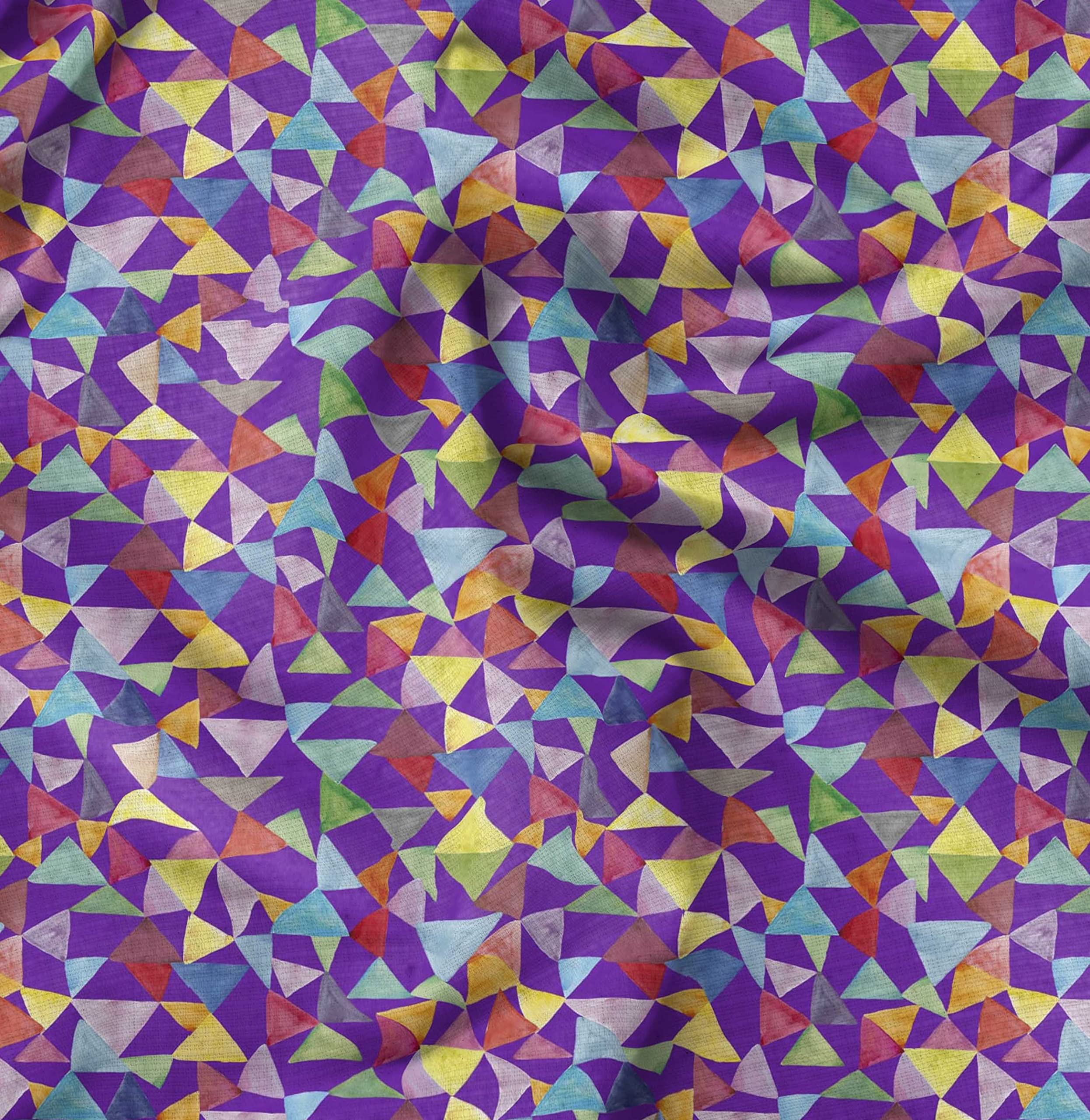 Soimoi Moss Georgette Brown Fabric by The Yard - 42 Inch Wide Geometric Print Fabric for DIY Crafts, Dresses & Home Decor | Triangle Pattern Chic Fabric for Sewing Projects & Fashion Design