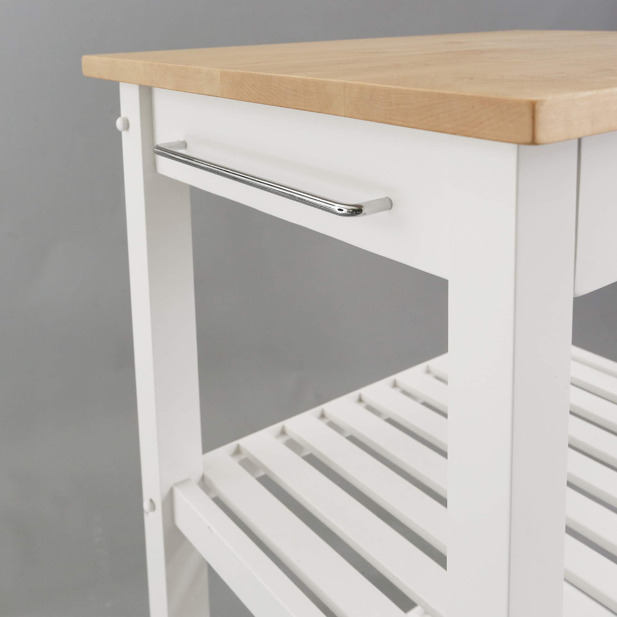 American Trails Sunrise Kitchen Island with Natural Maple Top & White Base - Perfect for Farmhouse, Rustic & Modern Kitchens - Ideal for Extra Storage & Counter Space