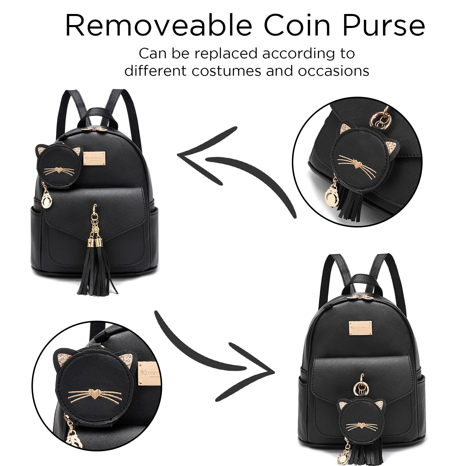 IHAYNER Girls Fashion Backpack - Mini Leather Purse Backpack for Women & Teen Girls with Coin Purse - Perfect for School, Travel & Daily Use