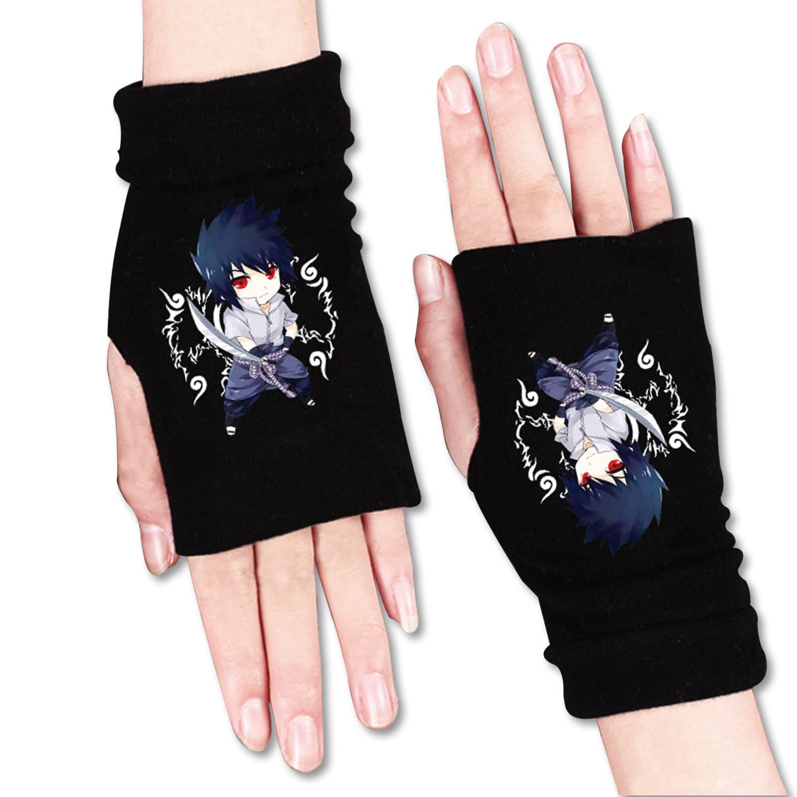 Demon Slayer Anime Gloves - Kimetsu no Yaiba & My Hero Academia Inspired Cotton Warm Gloves for Men - Perfect Gift for Anime Fans with Free Stickers - Great for Cosplay, Winter Fashion & Anime Conventions