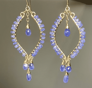 Tanzanite Hoop Chandelier Earrings - 14K Gold Filled Dangle Earrings for Women | Perfect for Weddings, Parties & Special Occasions