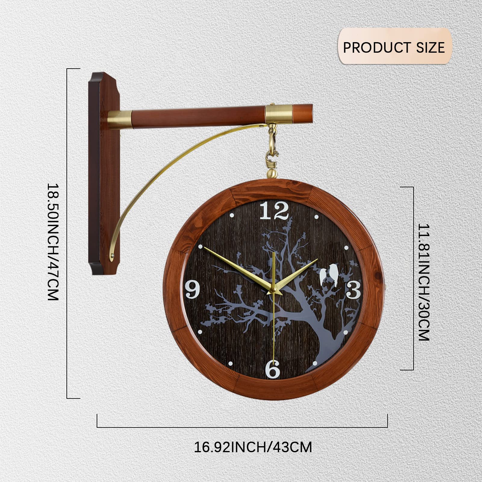Rustic Wooden Deer Head Wall Clock - Double Sided Silent Battery Operated Clock for Living Room, Bedroom & Outdoor Decor | Farmhouse Home Décor & Unique Gift Idea