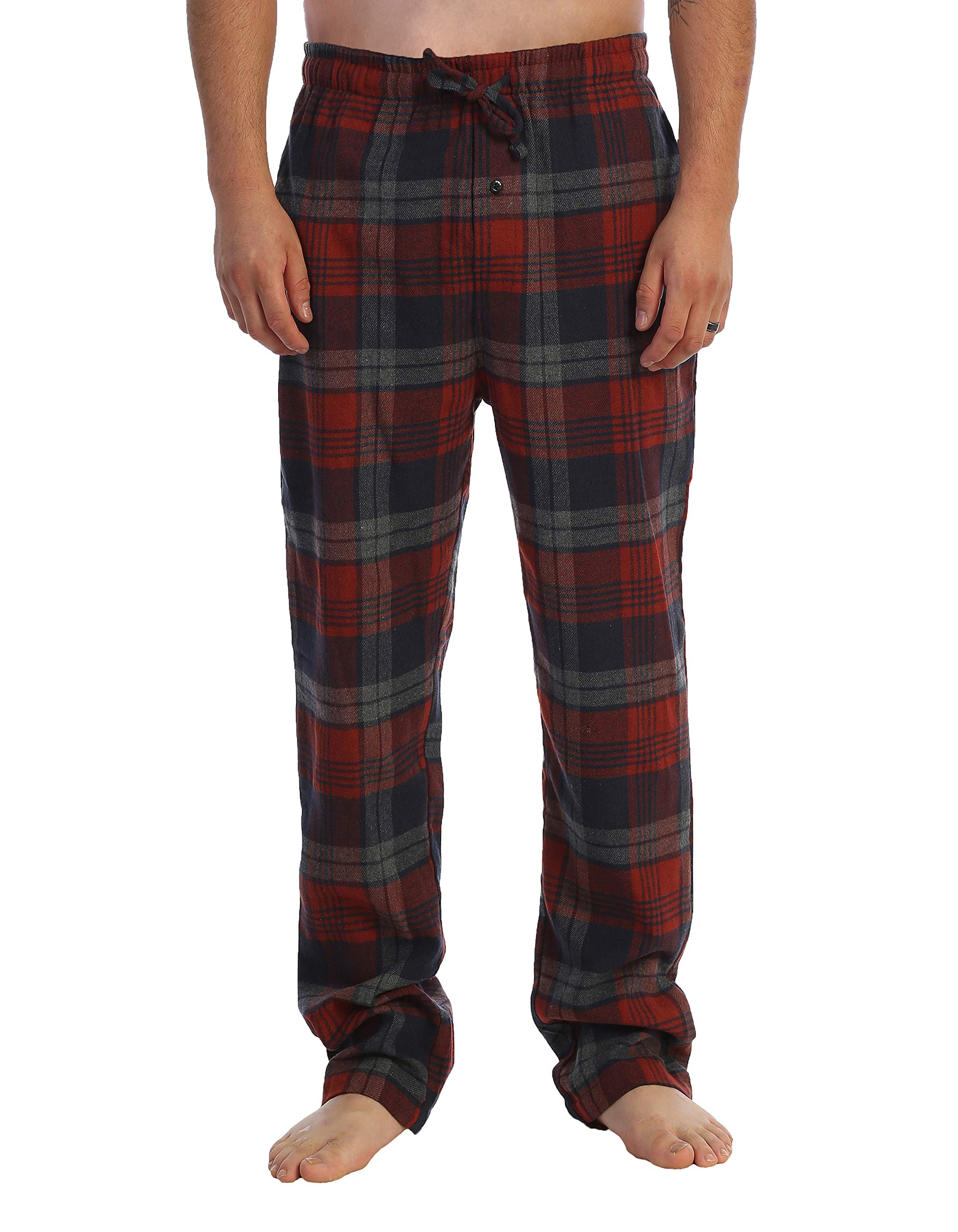 Gioberti Men's Yarn-Dyed Brushed Flannel Pajama Pants with Elastic Waist - Soft & Comfortable Sleepwear for Lounge & Home Relaxation