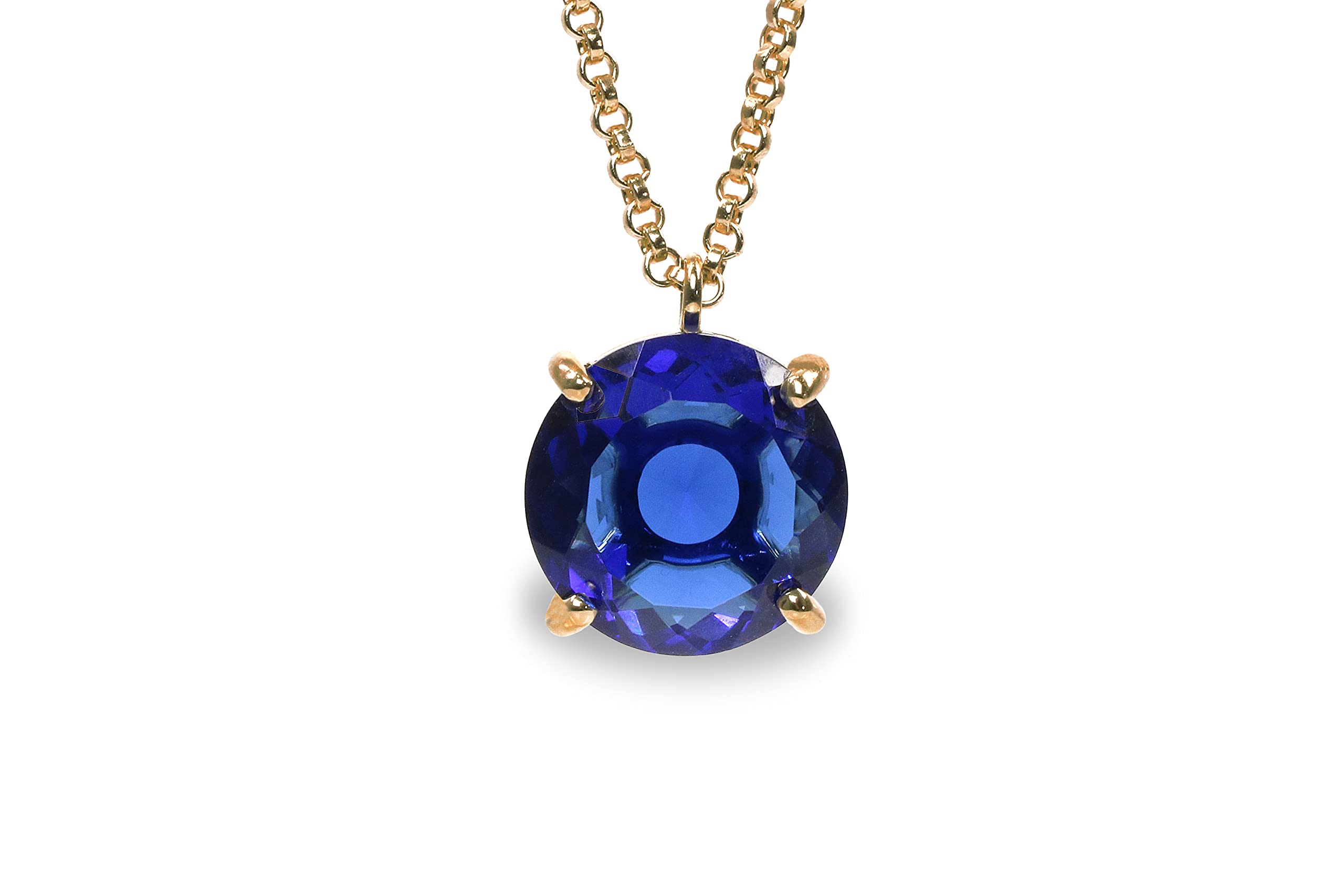 Radiant Gold Sapphire Necklace - Classic Round Pendant for Women | Bridal, Wedding & Anniversary Gift