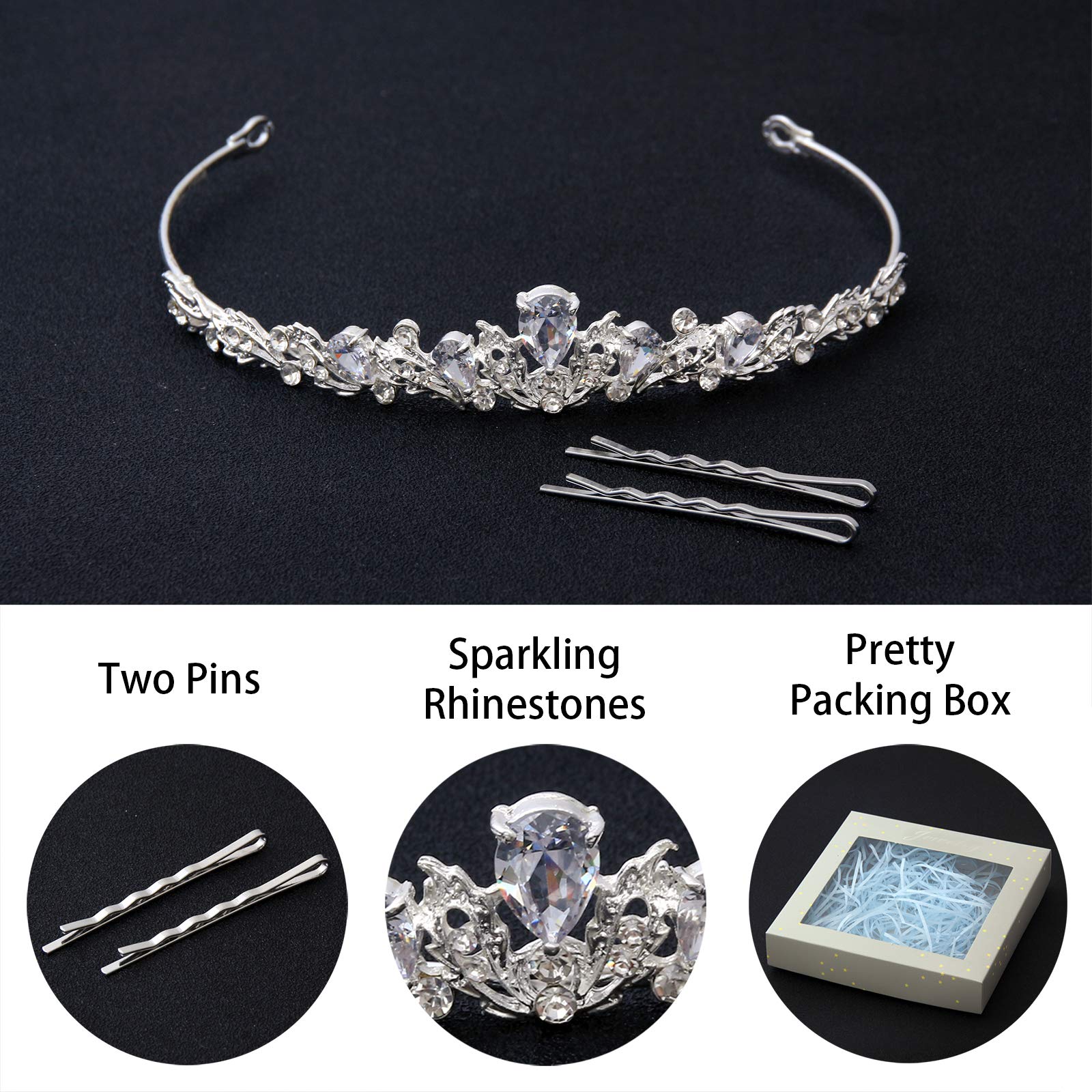 Elegant Silver Bridal Tiara & Rhinestone Crown for Women & Girls | Wedding Headpiece for Bride, Prom, Party | Perfect for Bridal Shower, Pageant & Special Occasions