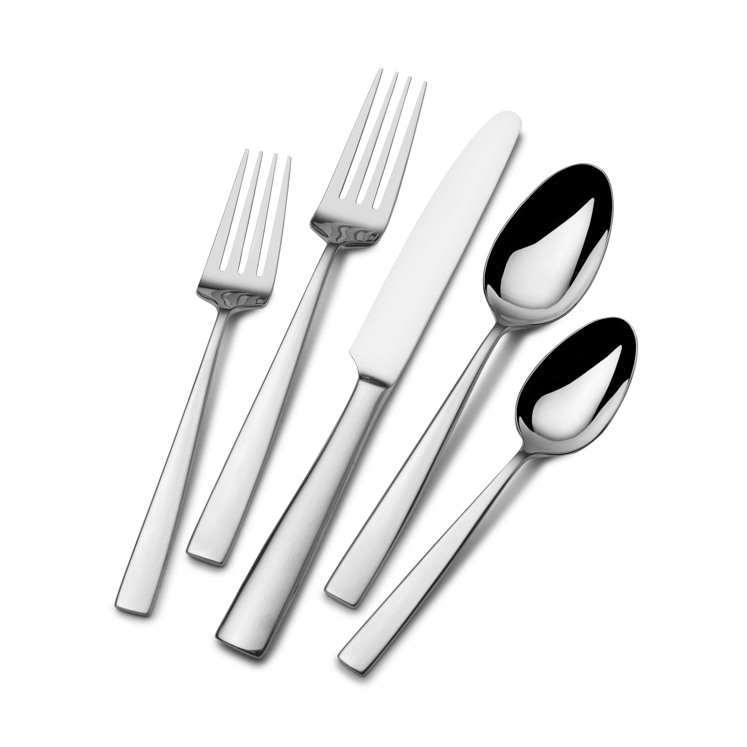 Premium Mikasa Everett 101-Piece Flatware Set for 12 - 18/10 Stainless Steel Silverware with Serving Utensils - Perfect for Dinner Parties, Weddings & Formal Dining