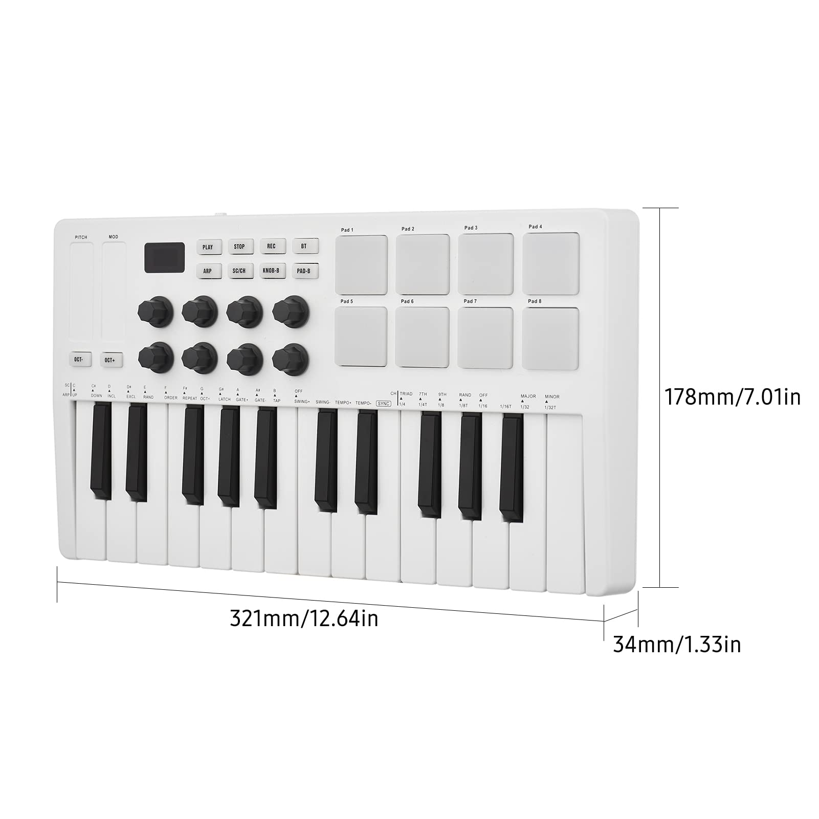 25-Key MIDI Controller Keyboard - Portable USB MIDI Keyboard with Velocity Sensitive Keys, 8 RGB Backlit Pads & 8 Knobs for Music Production, DJing & Home Studio Recording