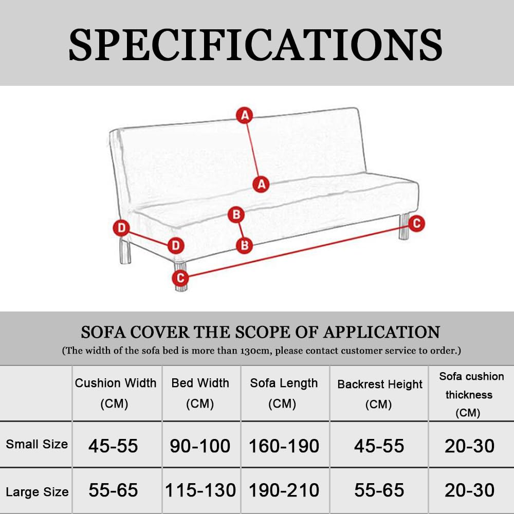 Stretch Futon Cover Full Size - Soft Washable Slipcover with Elastic Bottom for Home & Office