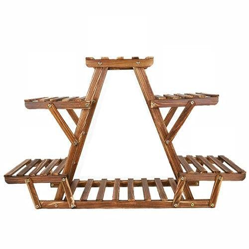 6-Tier Triangular Wooden Plant Stand Shelf - Indoor/Outdoor Flower Pot Holder & Storage Rack for Garden, Balcony, Living Room Decor