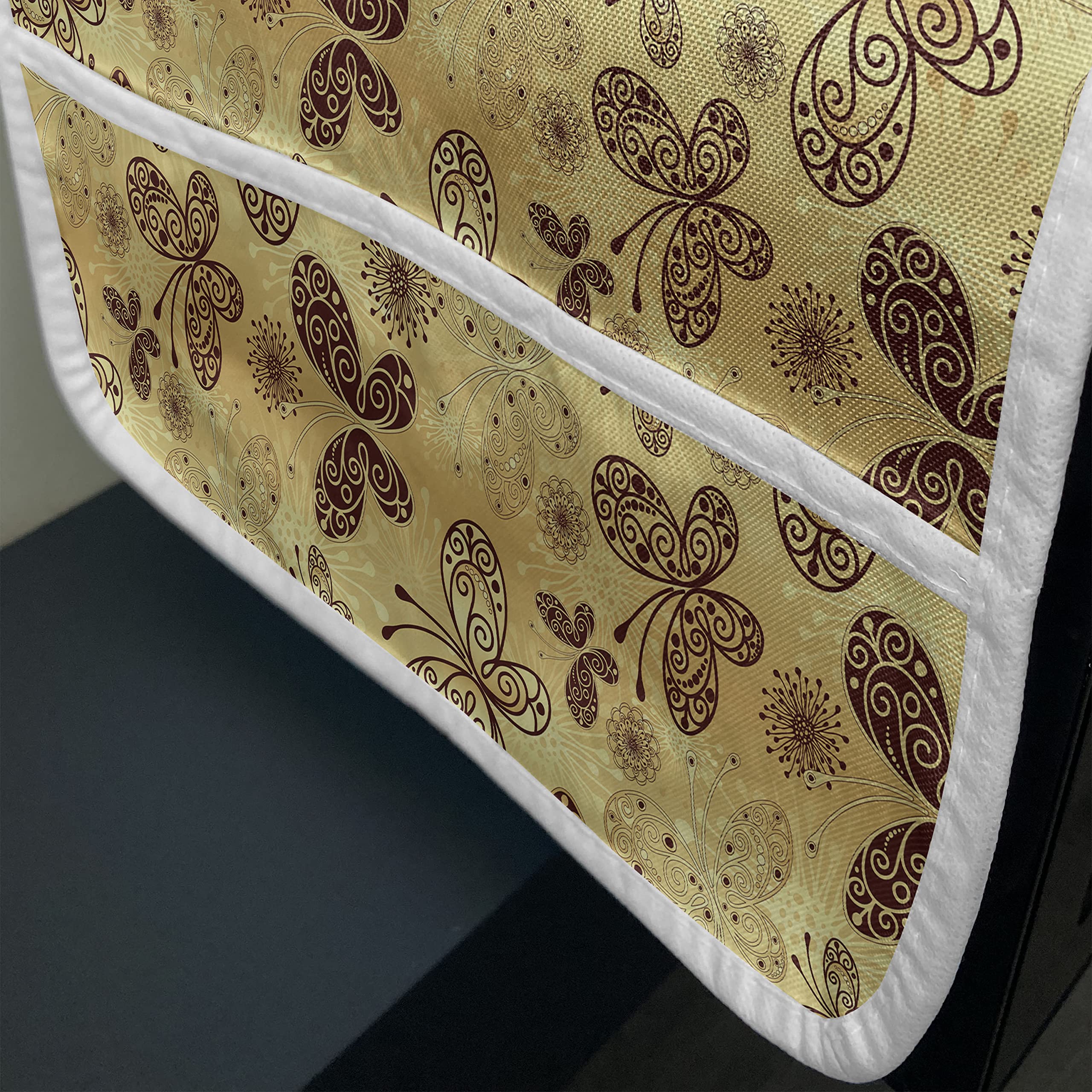 Lunarable Microwave Oven Cover - Waterproof Butterfly Lace Design Kitchen Organizer with Pockets, 36