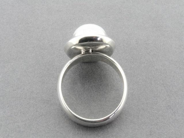 10mm Pearl Double Bezel Silver Ring for Women - Elegant Jewelry Gift for Wedding, Party & Everyday Wear
