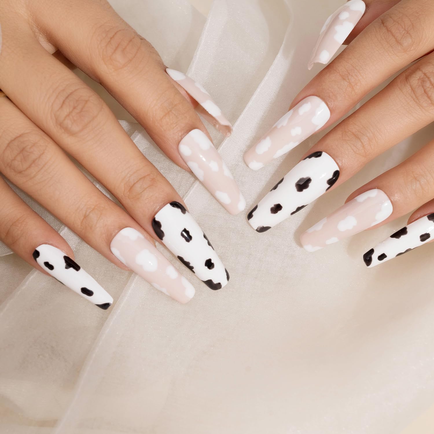 Premium Fake Press-On Nails - Animal Print Ballerina Nail Set of 20 | Reusable Full Coverage Artificial Nails with UV Gel Polish Coating | Easy to Apply & Time-Saving | Perfect for Parties, Weddings & Daily Wear | Stick-On Nail Extensions for Both Hands