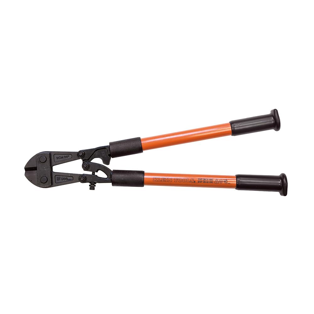 Klein Tools 63124 24-1/2-Inch Fiberglass Handle Bolt Cutter - Heavy Duty Wire & Metal Cutting Tool for Electrical, Construction & Industrial Use