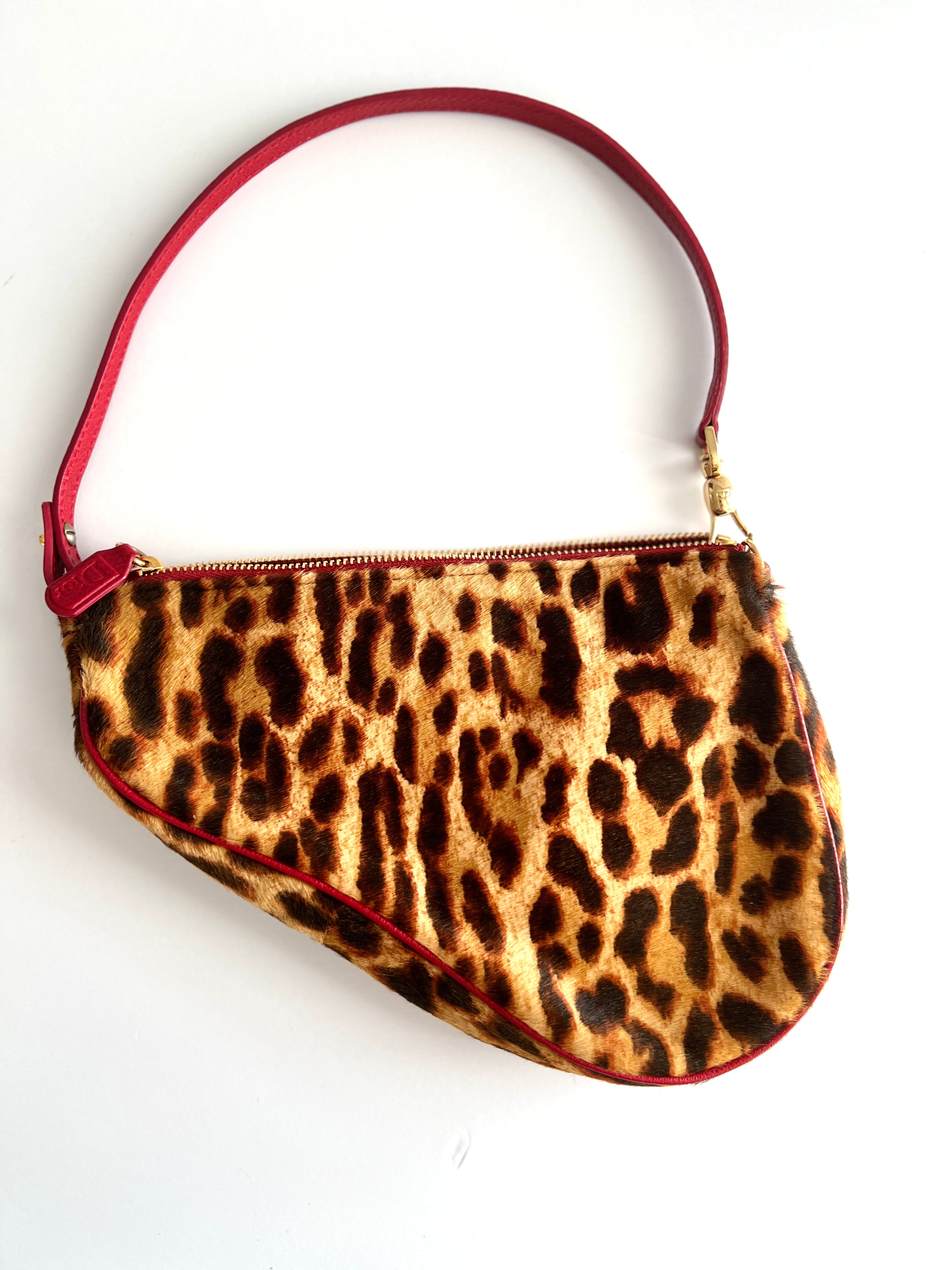 Dior Cheetah Print Pony Hair Saddle Bag - Luxury Crossbody Handbag for Women, Fashionable Shoulder Purse for Parties, Dating & Evening Events