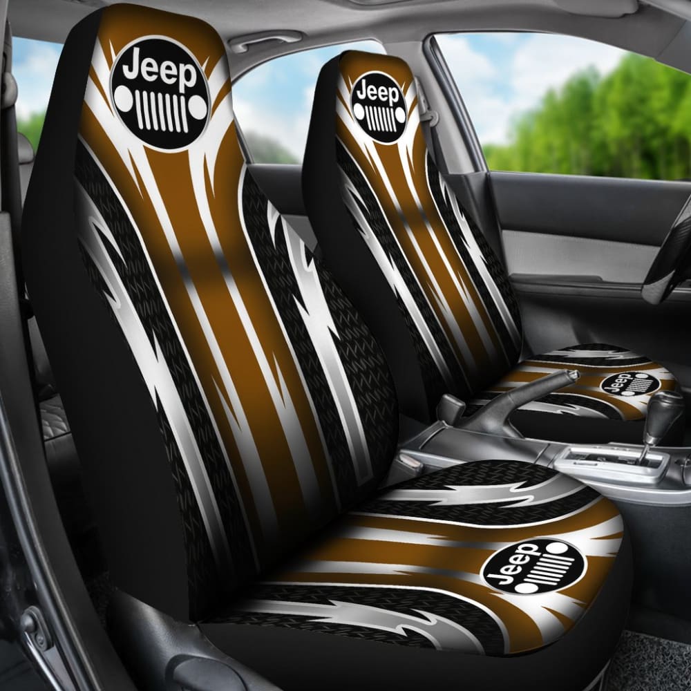 2 Front Jeep Seat Covers in Brown (144627) - Durable & Custom Fit for Wrangler, Cherokee & Grand Cherokee - Perfect for Off-Roading, Camping & Daily Commute