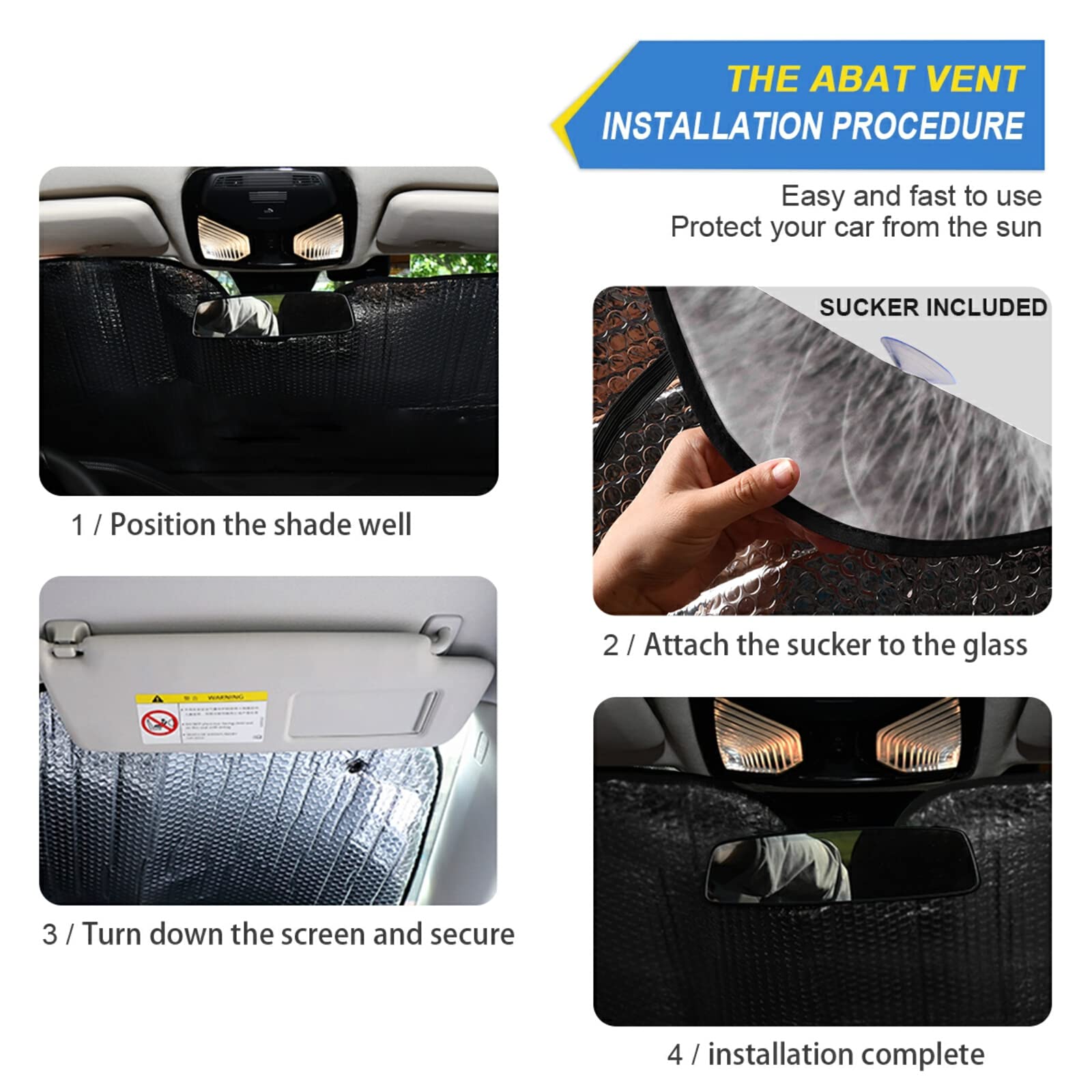 Happy Kittens Car Windshield Sun Shade - UV Reflective Sun Visor Cover for Cars, Trucks & SUVs | Foldable Sunshade to Keep Your Vehicle Cool | Perfect for Road Trips, Parking & Summer Protection