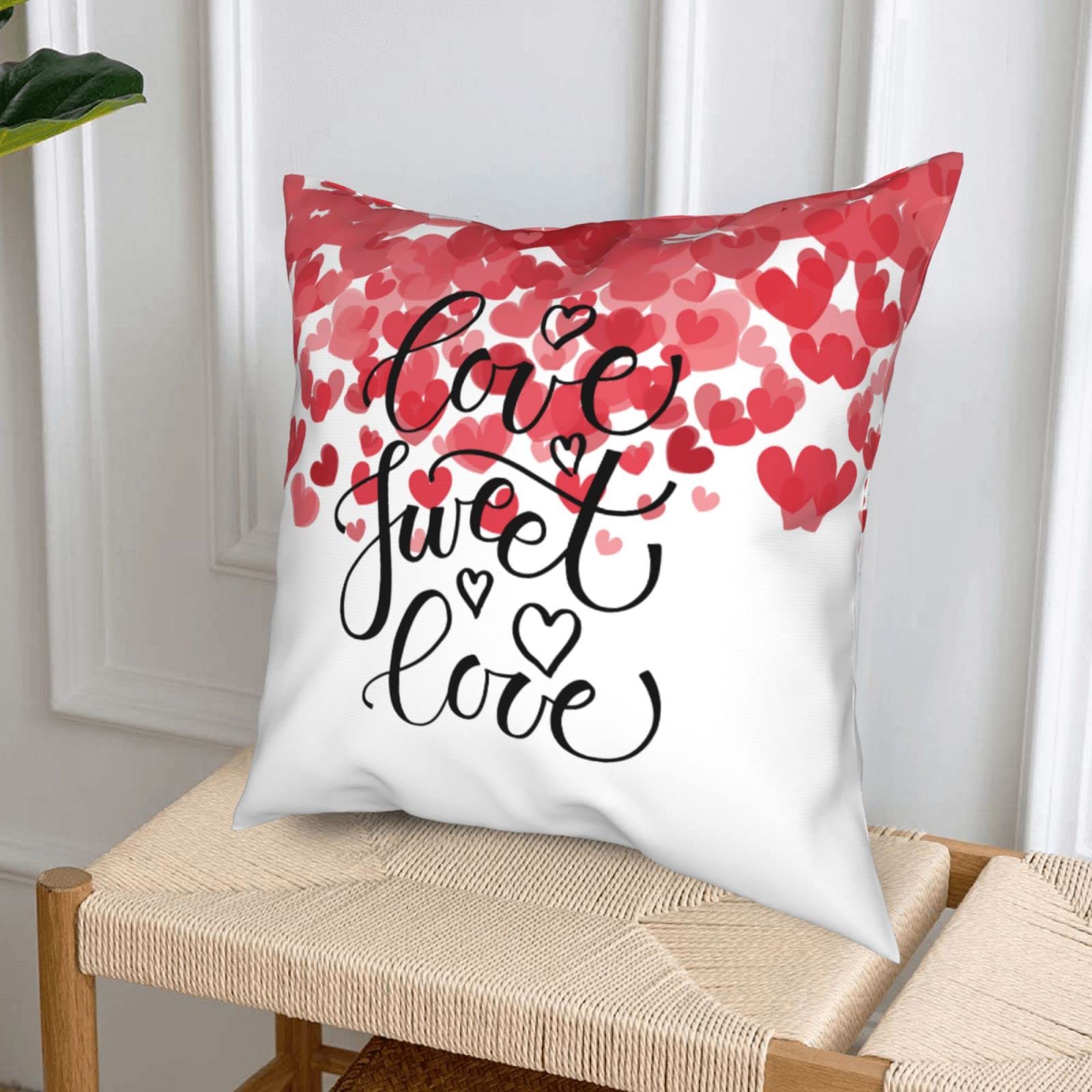 Valentine's Day Love Heart with Birds Throw Pillow Cover 20x20 Inches - Decorative Cushion Case for Sofa, Bedroom, Living Room - Perfect for Romantic Home Decor & Couples Gift