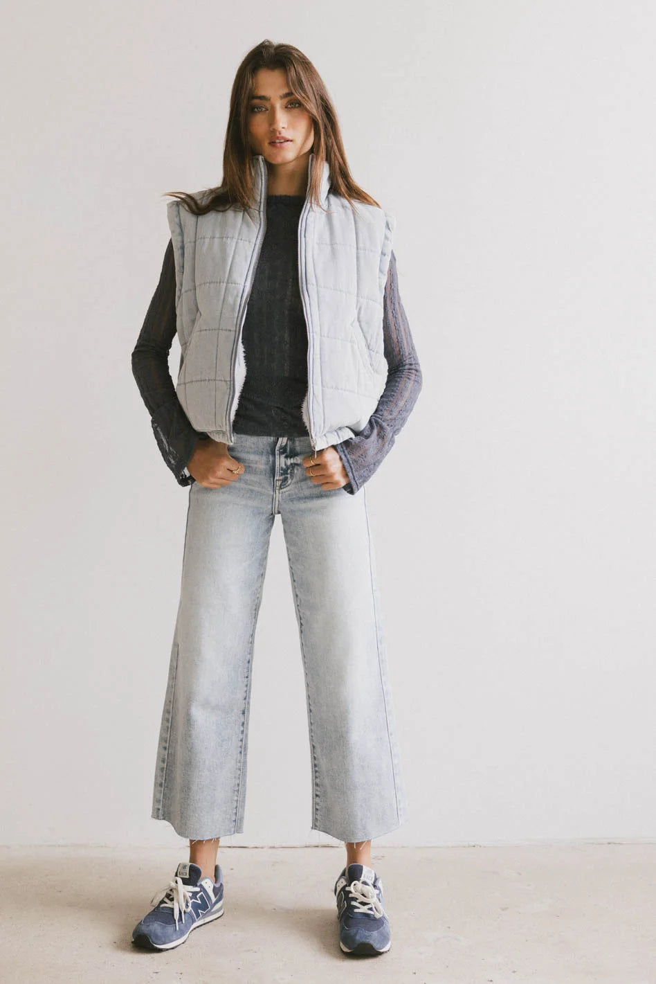 Audren Quilted Denim Vest for Women - Stylish Distressed Denim Jacket with Button Front & Pockets | Perfect for Layering, Casual Outfits, and Fall Fashion