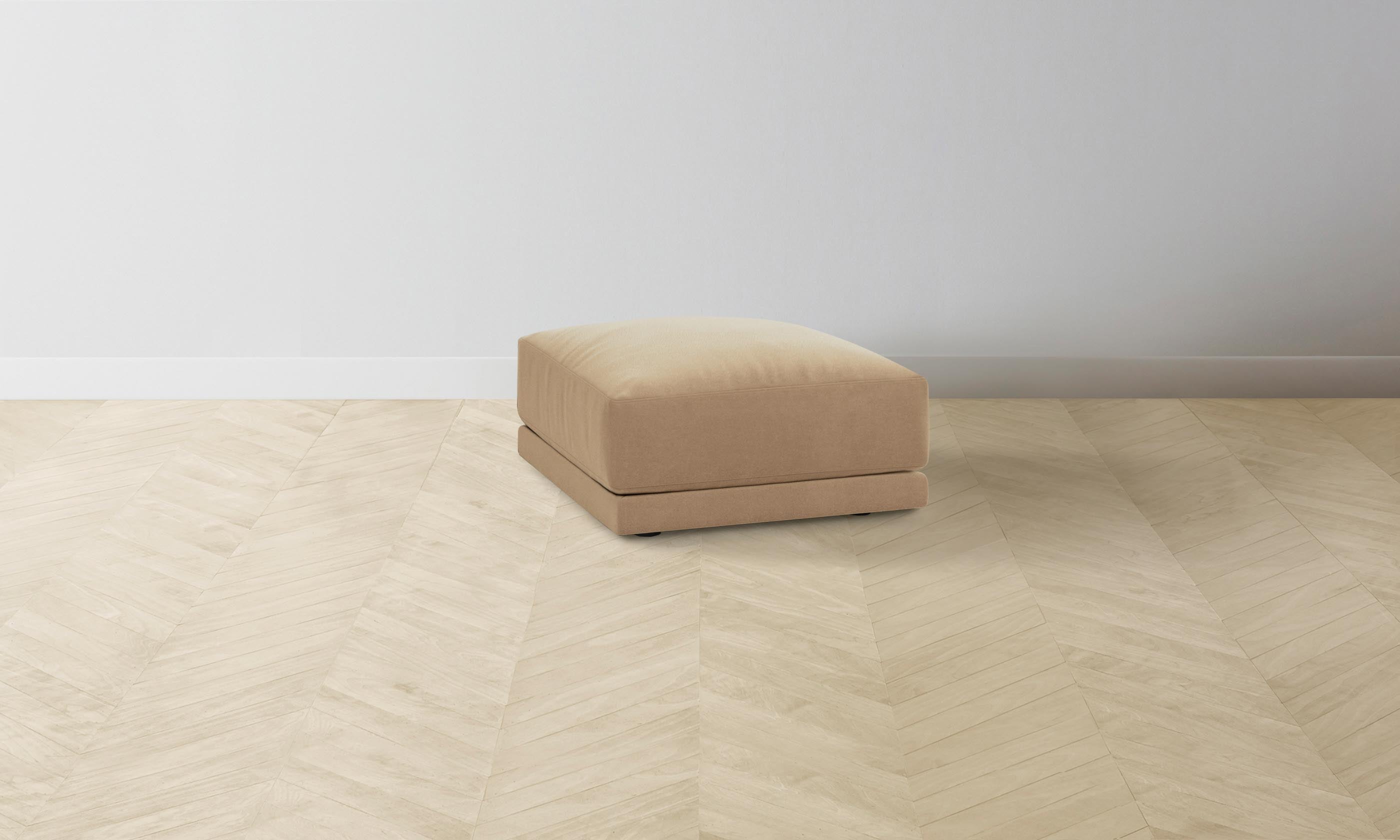 The Jones Ottoman - Luxurious Mohair Upholstery in Almond for Living Room & Bedroom Decor