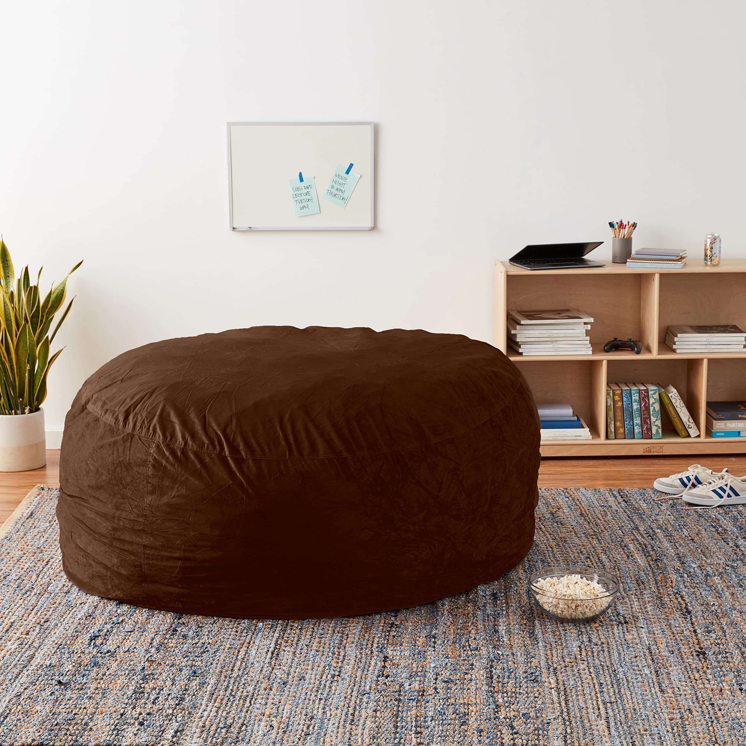 6-Ft Sofa Sack Bean Bag Chair Cover Only - Fluffy Round/Oval Replacement for Adults & Kids (No Filling) | Comfy Lazy Sofa Cover for Reading Chairs, Floor Seating & Game Rooms - Chocolate