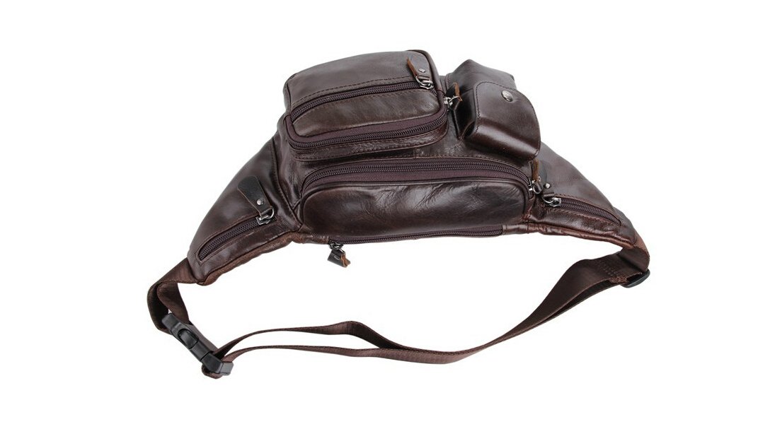 Premium Genuine Leather Unisex Hip Bag - Waist Pack for Men & Women, Cycling Belt Bag with Phone & Key Holder (Model 7210, BRAUN) - Perfect for Outdoor Activities, Travel, and Daily Commute