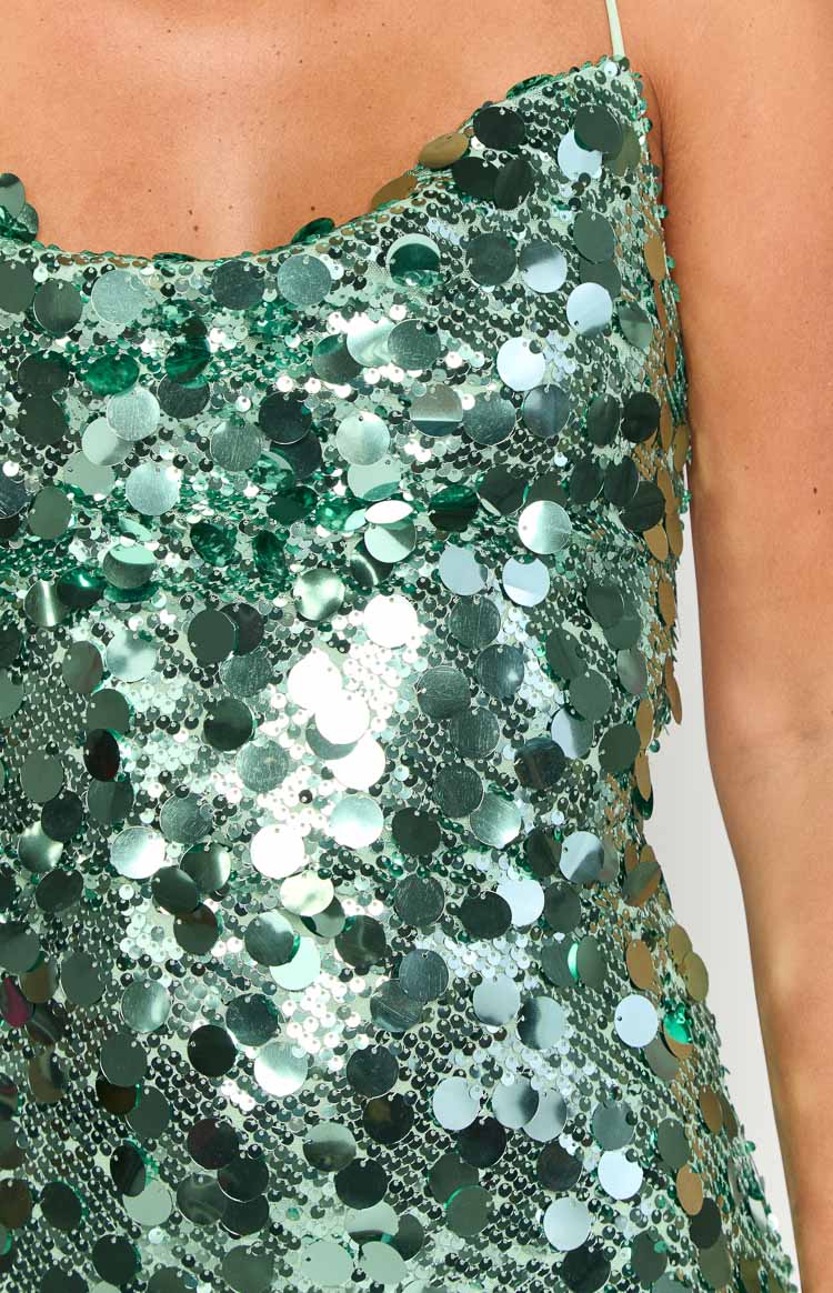 Sparkling Aqua Sequin Mini Dress for Women | Elegant Party & Night Out Outfit | Perfect for Club, Cocktail, Prom & Special Occasions