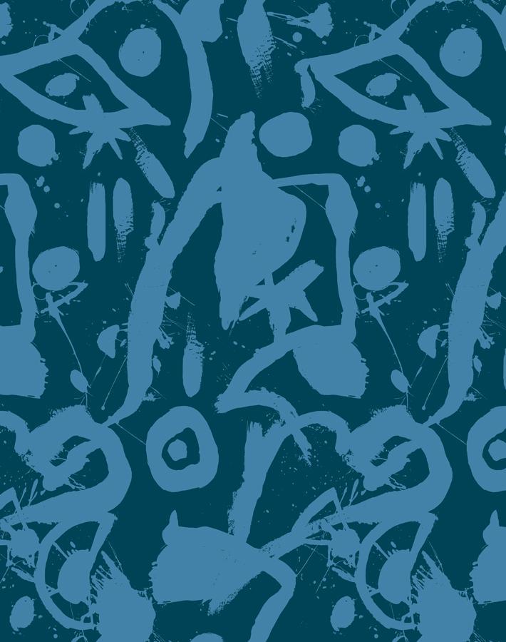 Chris Benz 'El Quijote' Blue Wallpaper - Premium Peel & Stick Removable Wallpaper for Living Room, Bedroom, Nursery & Home Office Decor