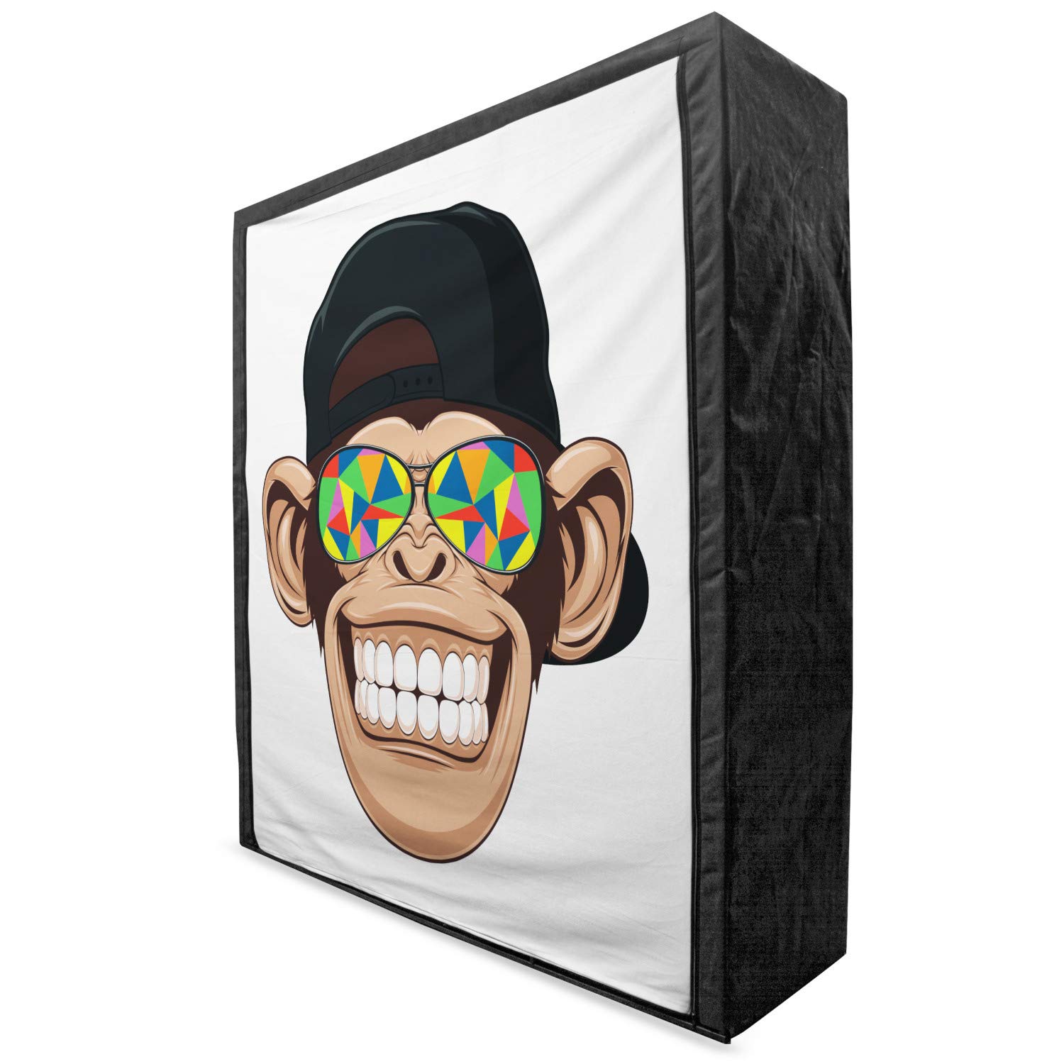 Ambesonne Funny Monkey Fabric Wardrobe - Portable Clothing Organizer with Shelves, 59