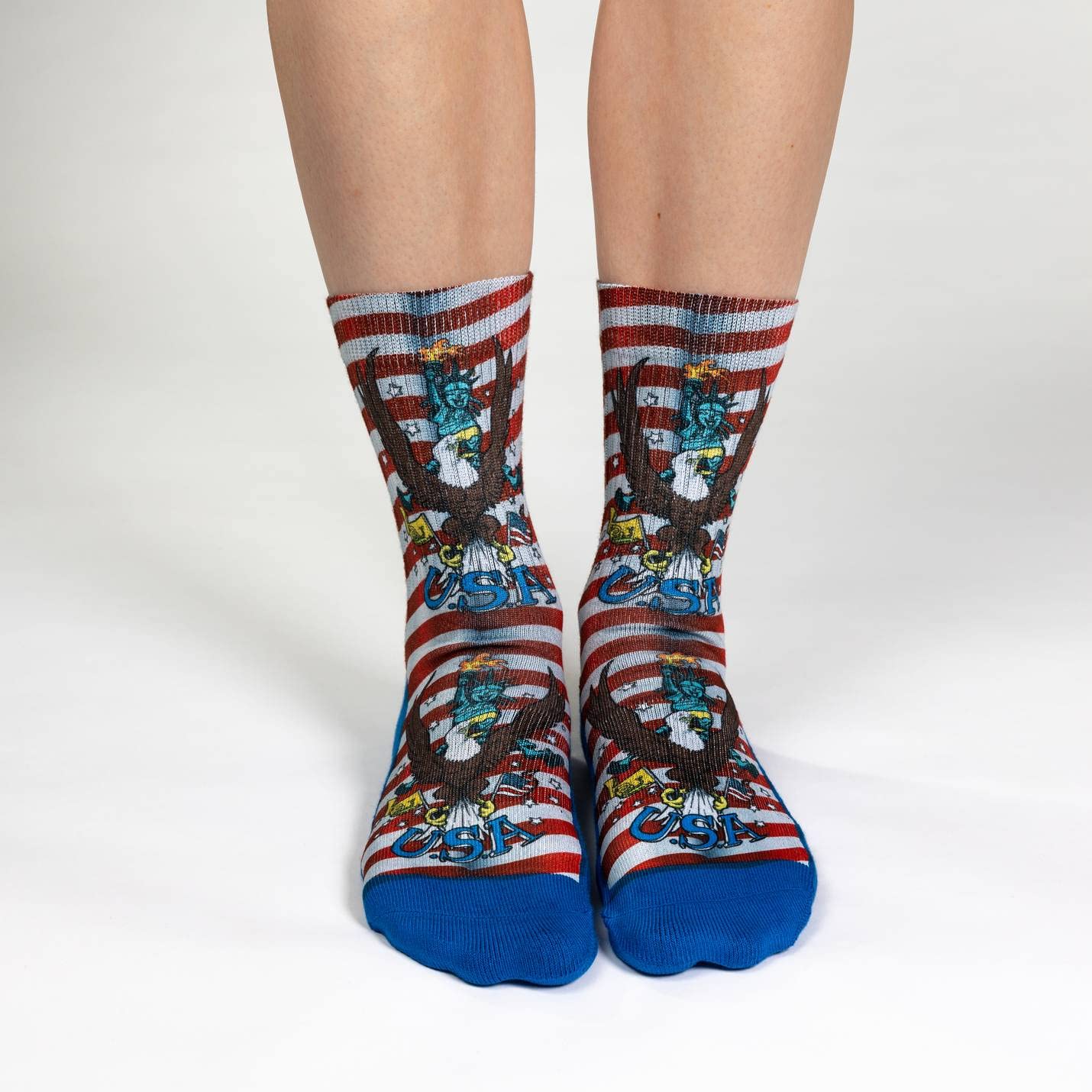 Good Luck Sock Women's American Flag Socks for Adults - Patriotic Crew Socks for 4th of July, Memorial Day & Everyday Wear - Comfortable Cotton Blend Socks for Women