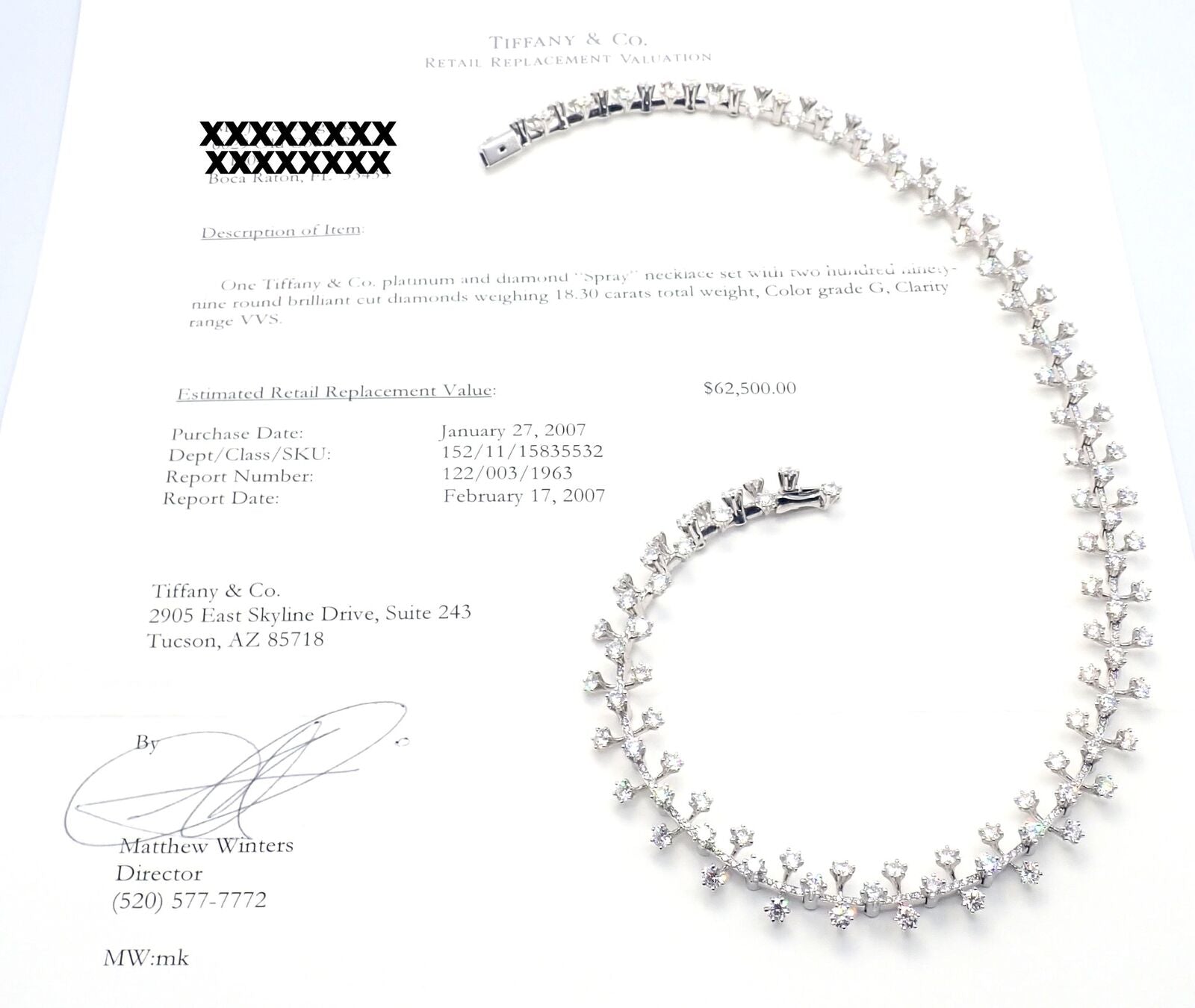 Authentic Tiffany & Co. Platinum Diamond Necklace & Earrings Set - Luxury Jewelry for Women, Perfect for Weddings, Anniversaries & Special Occasions