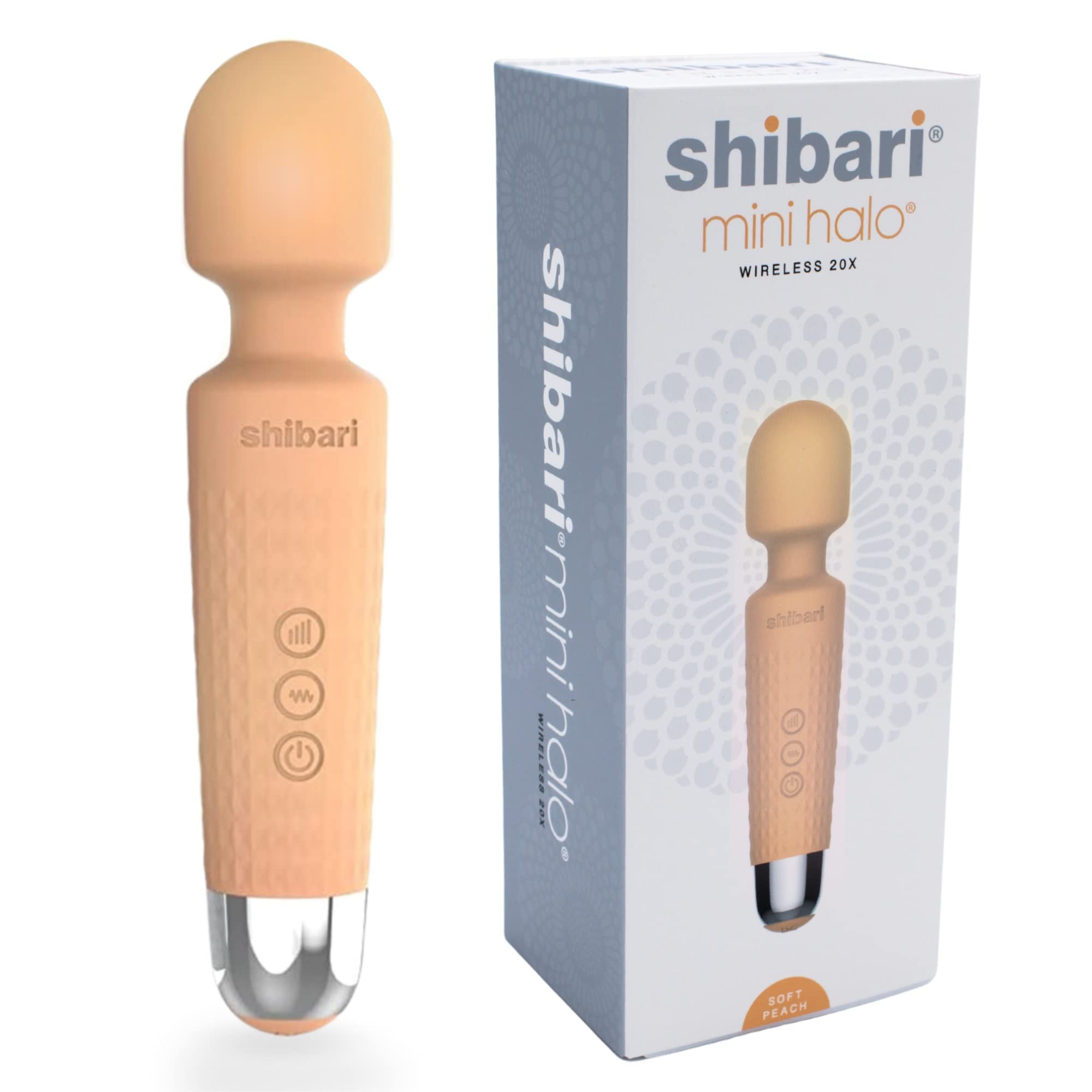 Shibari Mini Halo Vibrator - Powerful Cordless & Waterproof Wand Massager for Women, Quiet Clitoral Stimulator with High-Intensity Vibrations - Adult Sex Toy for Solo Play, Couples Intimacy & Sensual Massage (Peach)