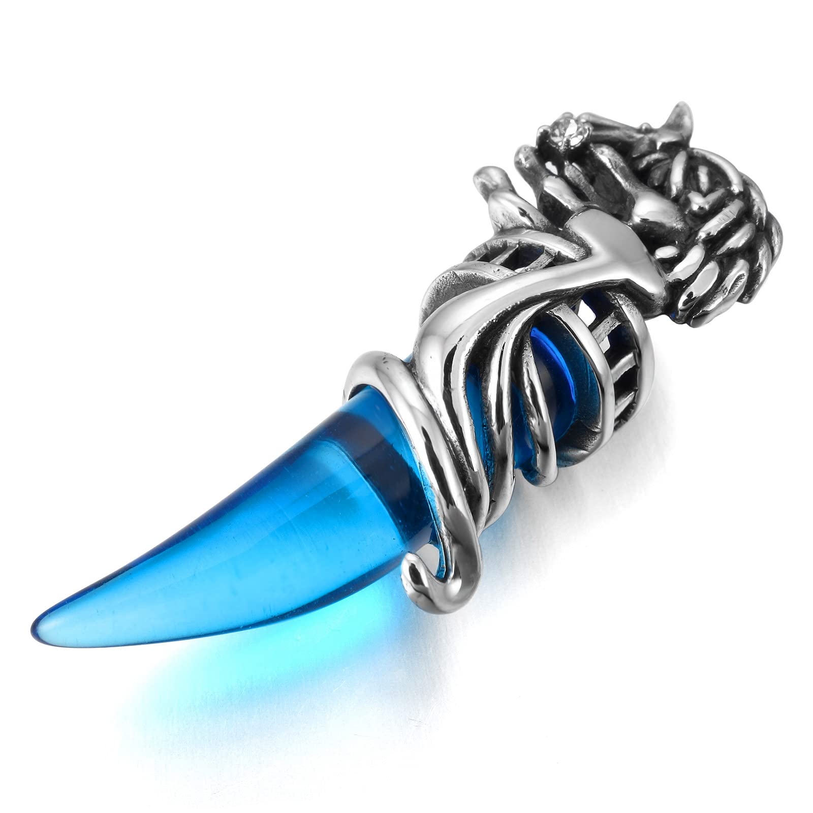 Dragon Wolf Tooth Pendant Necklace for Men & Women - Stainless Steel Jewelry Gift with Chain for Outdoor & Casual Wear