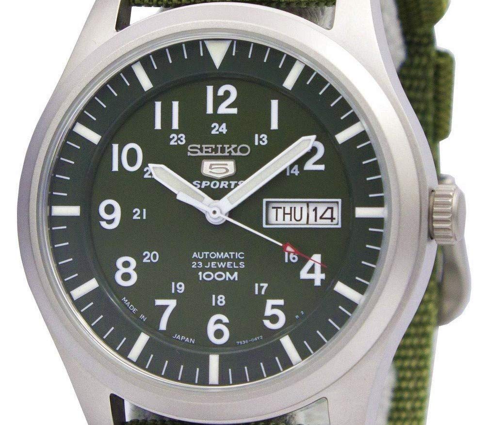 SEIKO 5 Automatic Men's Watch SNZG09J1 - Japanese Import - Military Style Stainless Steel Watch with Date Window - Perfect for Everyday Wear, Outdoor Adventures & Business Casual Outfits
