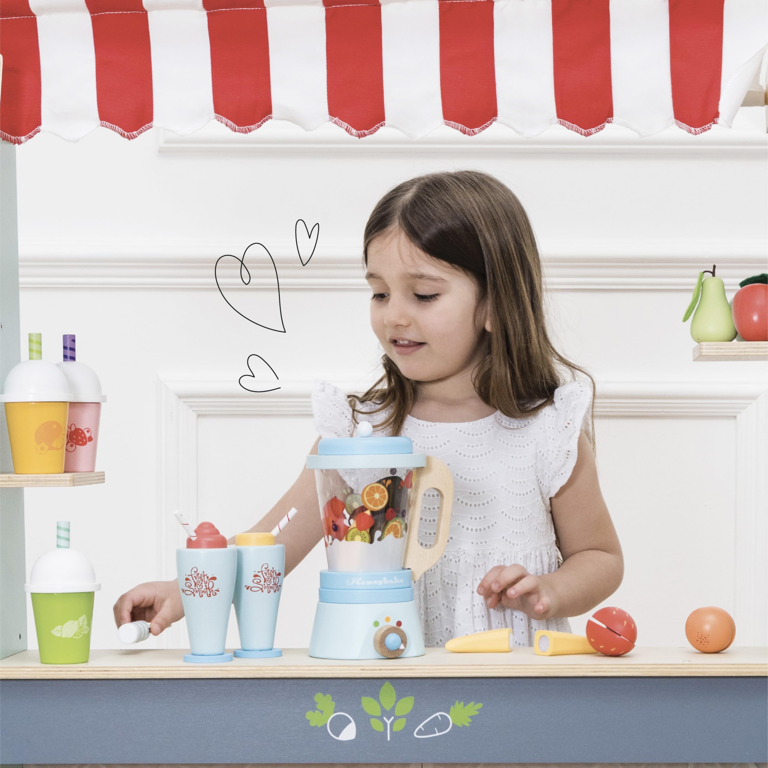 Premium Wooden Blender & Fruit Toy Set for Kids Ages 3+ | Pretend Play Kitchen