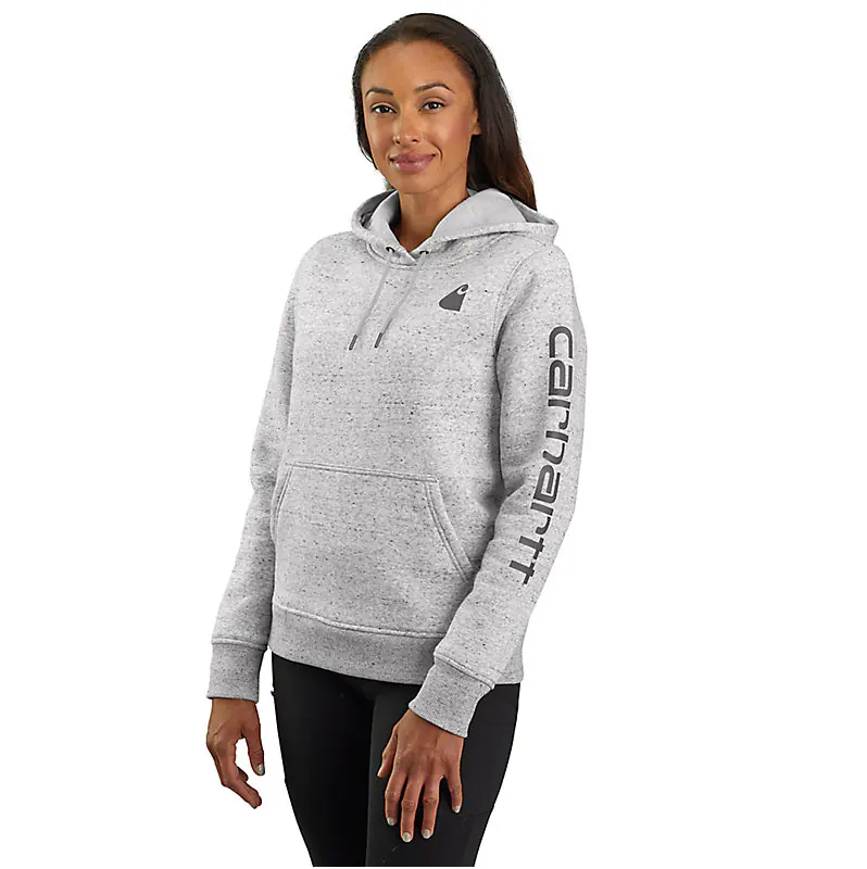 Carhartt Women's Relaxed Fit Midweight Logo Sleeve Graphic Sweatshirt 102791 - Cozy Casual Pullover for Work, Outdoor & Everyday Wear