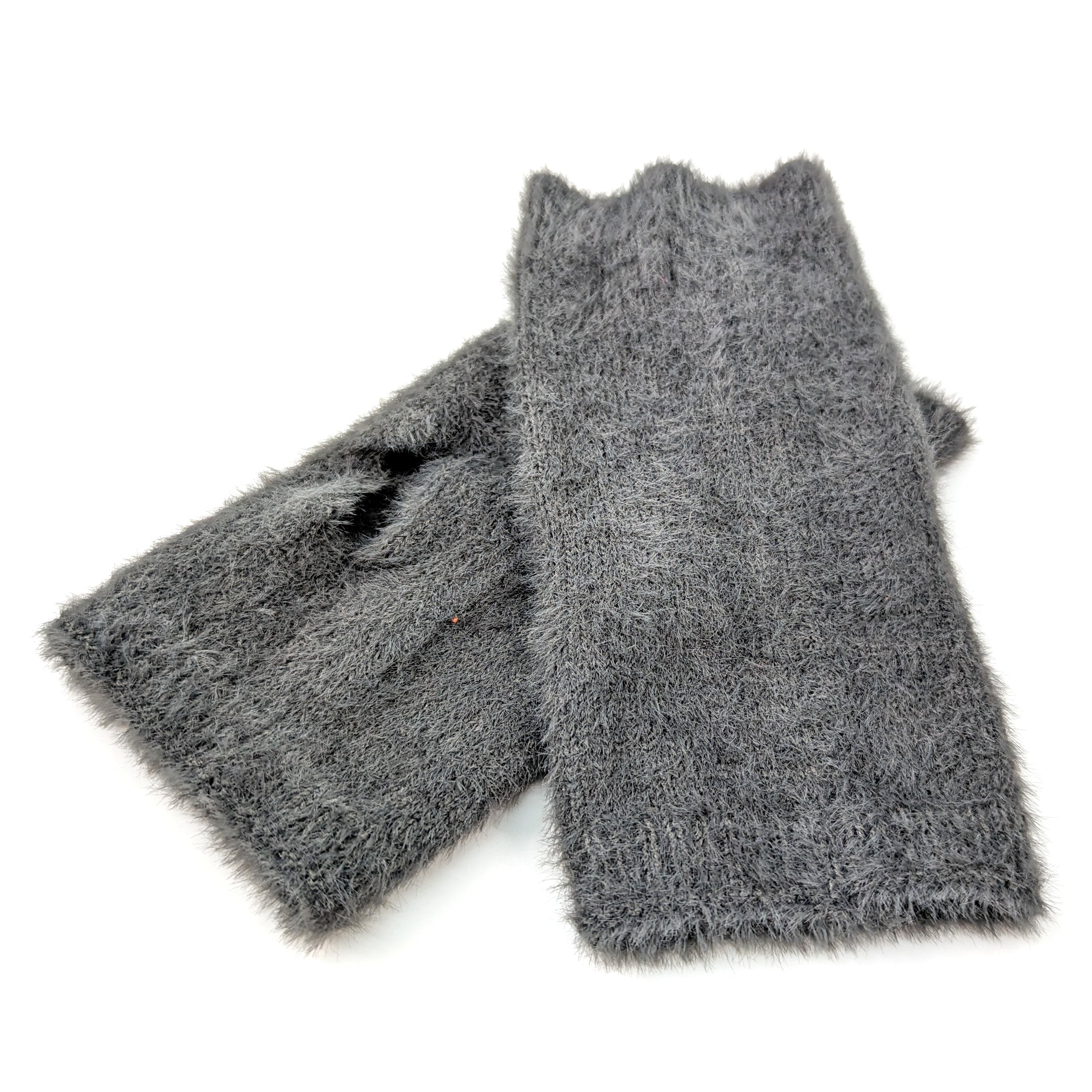 Faux Fur Two-in-One Gloves - Warm Convertible Mittens to Fingerless Gloves for Women & Men, Grey - Perfect for Winter, Outdoor Activities, and Cold Weather Fashion