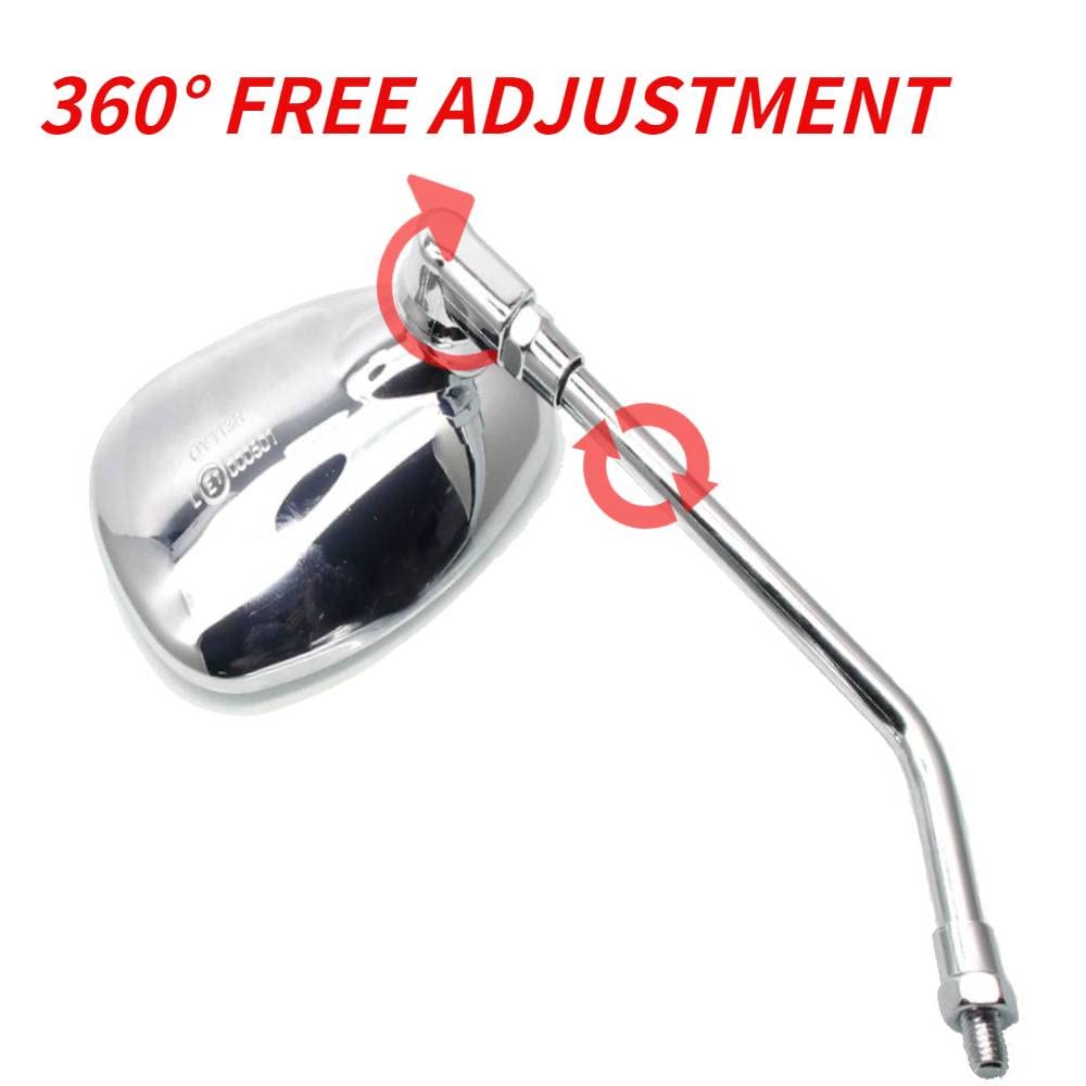 MZS Chrome Adjustable Cruiser Motorcycle Mirrors - Universal Fit for Kawasaki Vulcan 500-2000, Suzuki Boulevard & Intruder - Durable Touring Side Mirrors for Enhanced Rear View Safety | Perfect for Highway Cruising & Long-Distance Rides